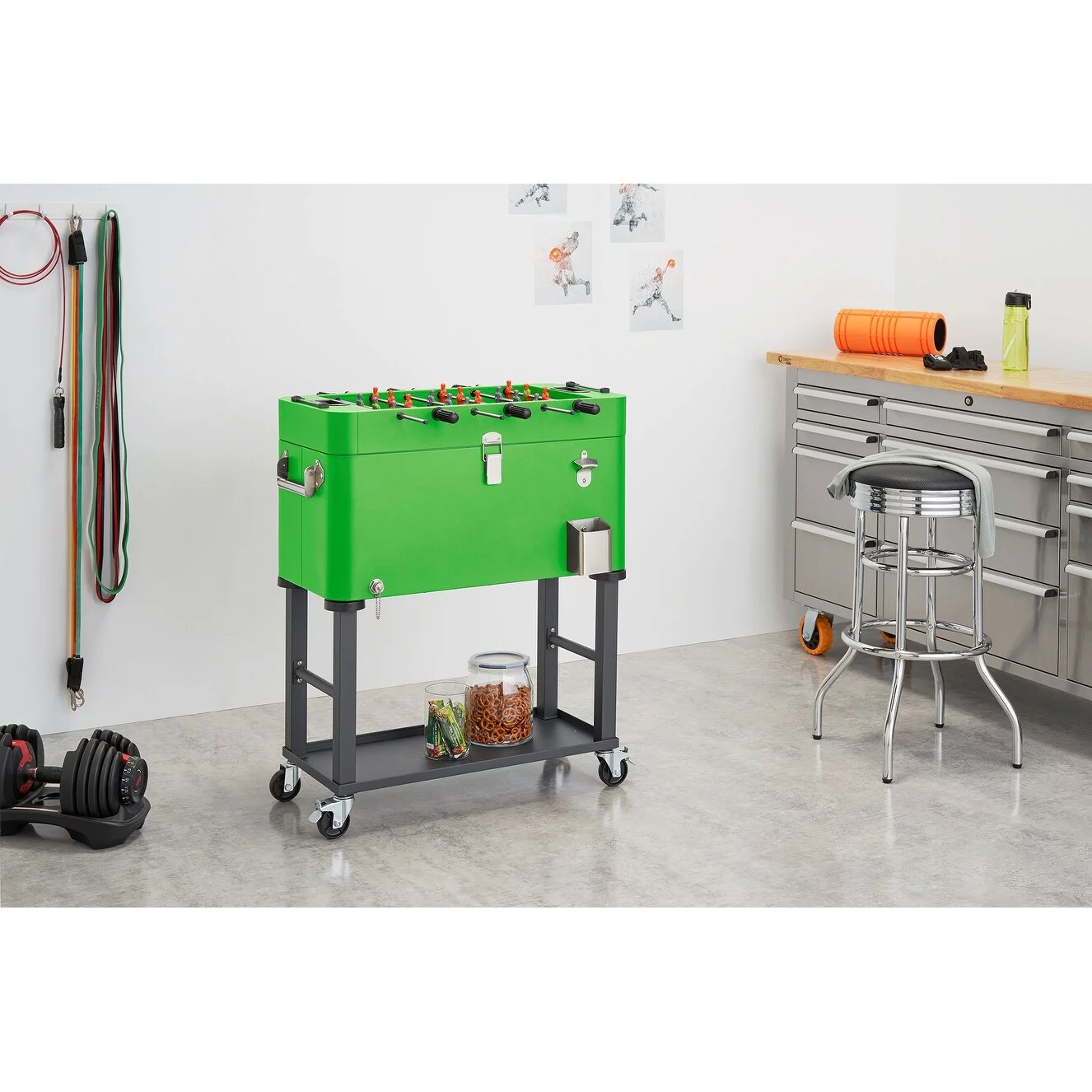 TRINITY 80 QT Foosball Cooler w/ Detachable – Green