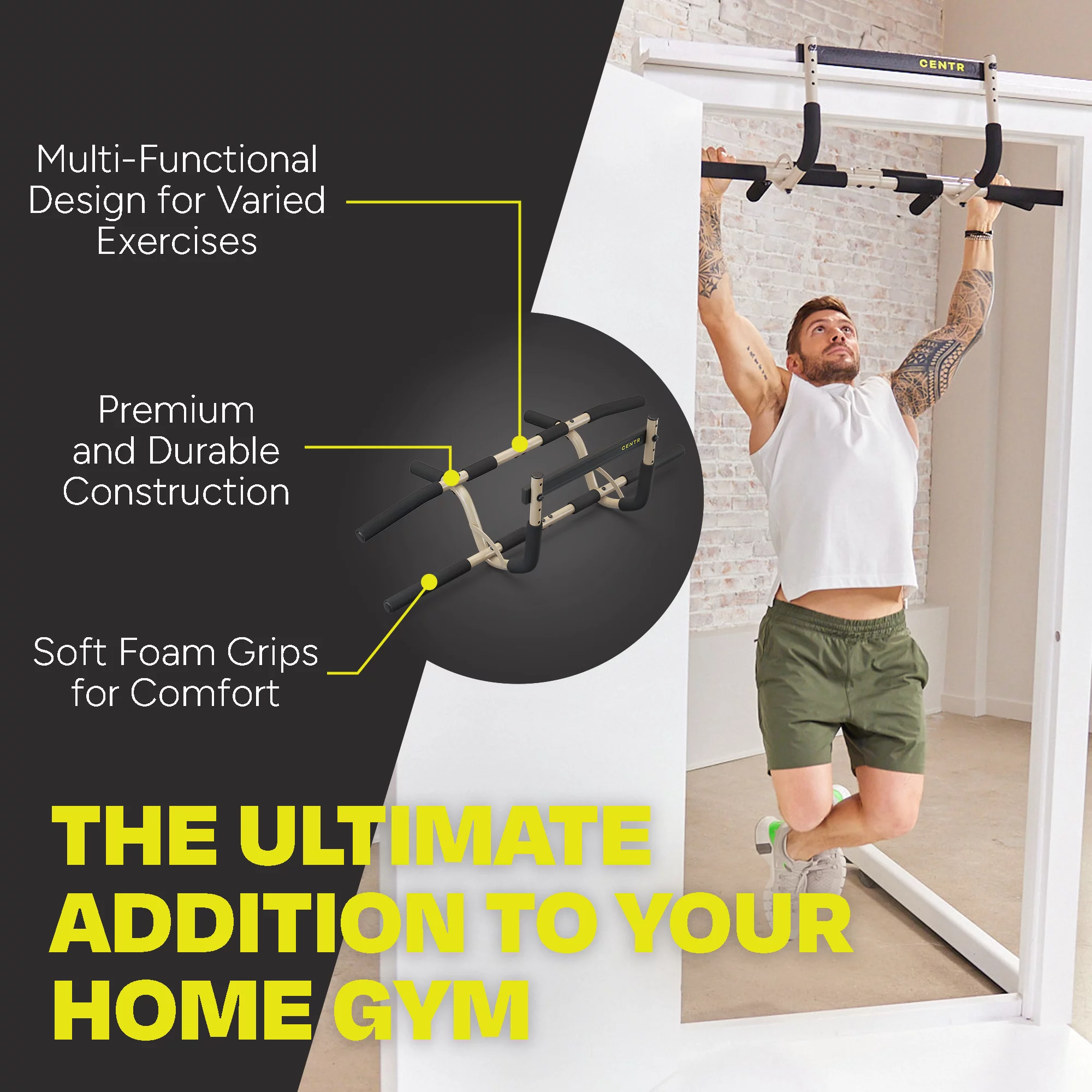 Centr By Chris Hemsworth Multi-Functional Pull up Bar for Total Body Home Workouts + 3-Month Membership