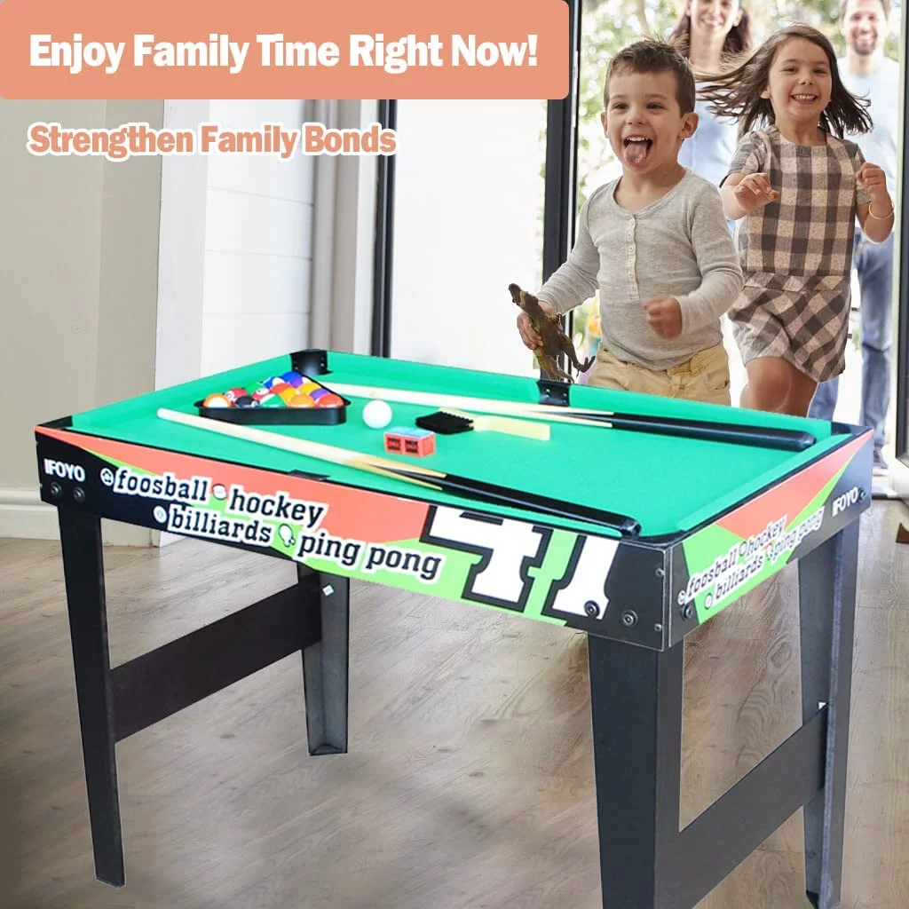 Blublu Park 4 in 1 Multi Game Table for Kids and Adults, Foosball Air Hockey Pool Tennis Table