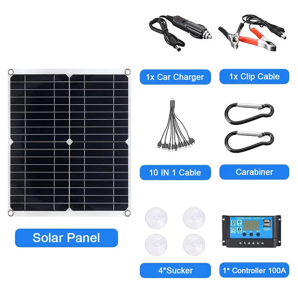 6000W Complete Solar Panel Kit Solar Power Generator 100A Home 110V Grid System