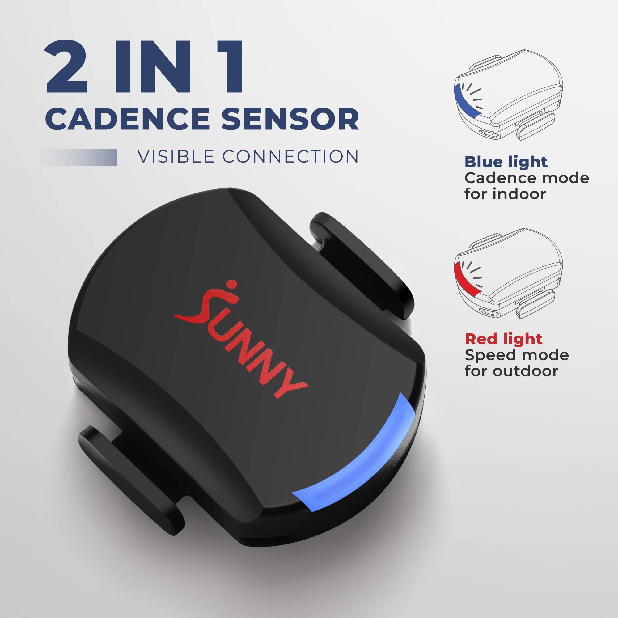 Sunny Health & Fitness 2-in-1 Advanced Cadence / RPM + Speed Sensor for Exercise Bikes & Road Bikes