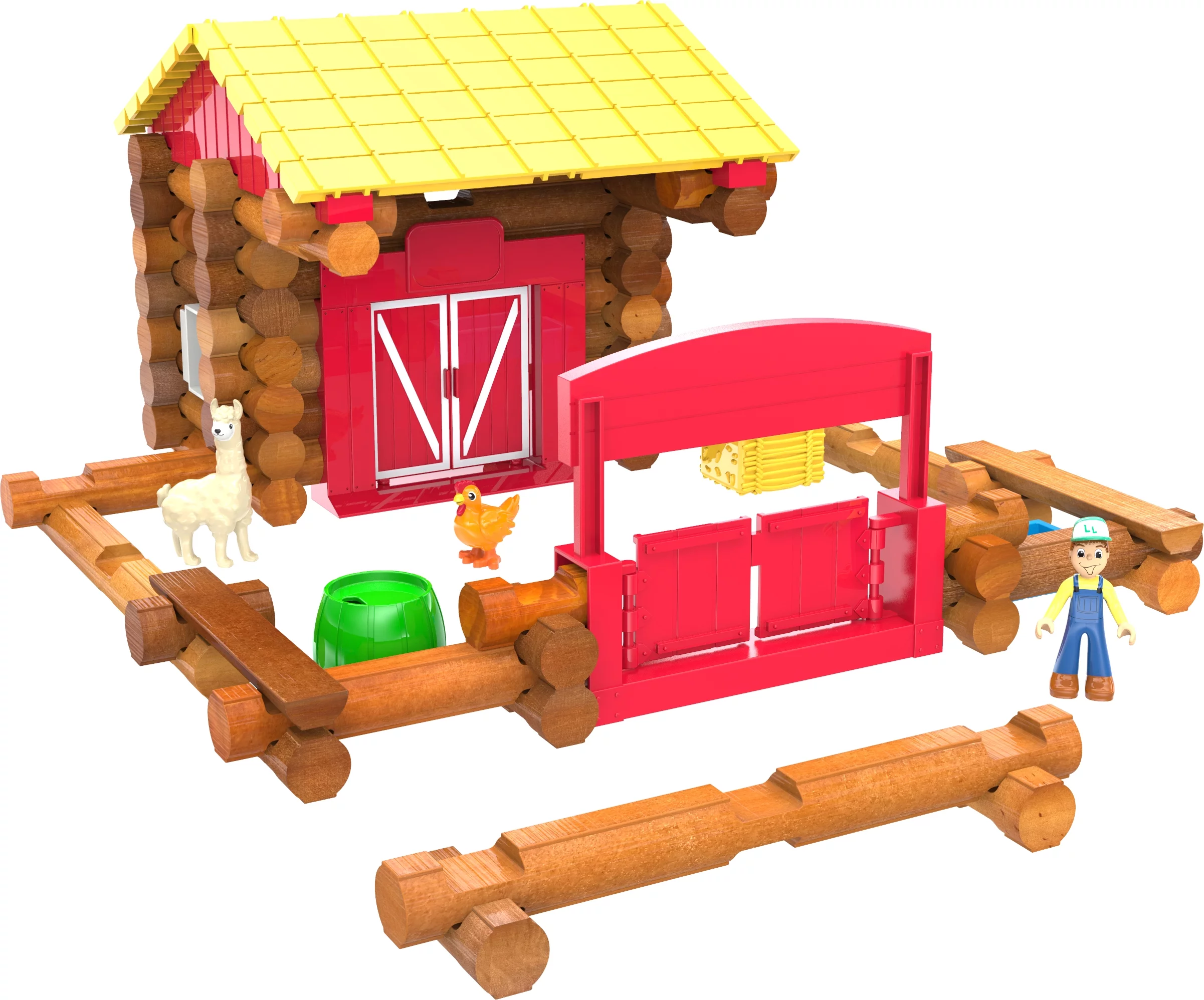 LINCOLN LOGS Fun on the Farm – Real Wood Logs – 102 parts – Ages 3 and up