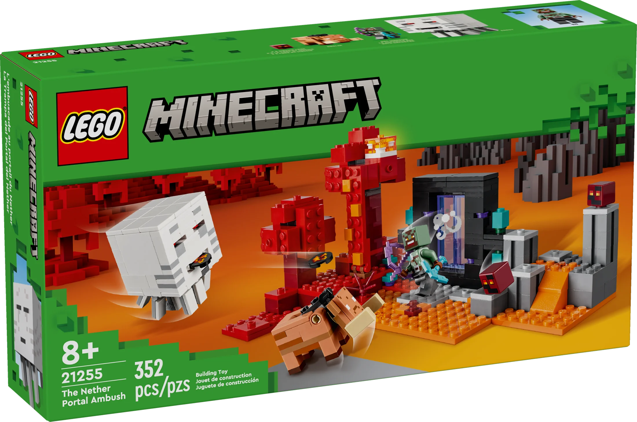 LEGO Minecraft The Nether Portal Ambush Adventure Set, Building Toy for Kids with Minecraft Action Figures and Battle Scenes, Minecraft Toy for Boys, Girls and Gamers Ages 8 and Up, 21255