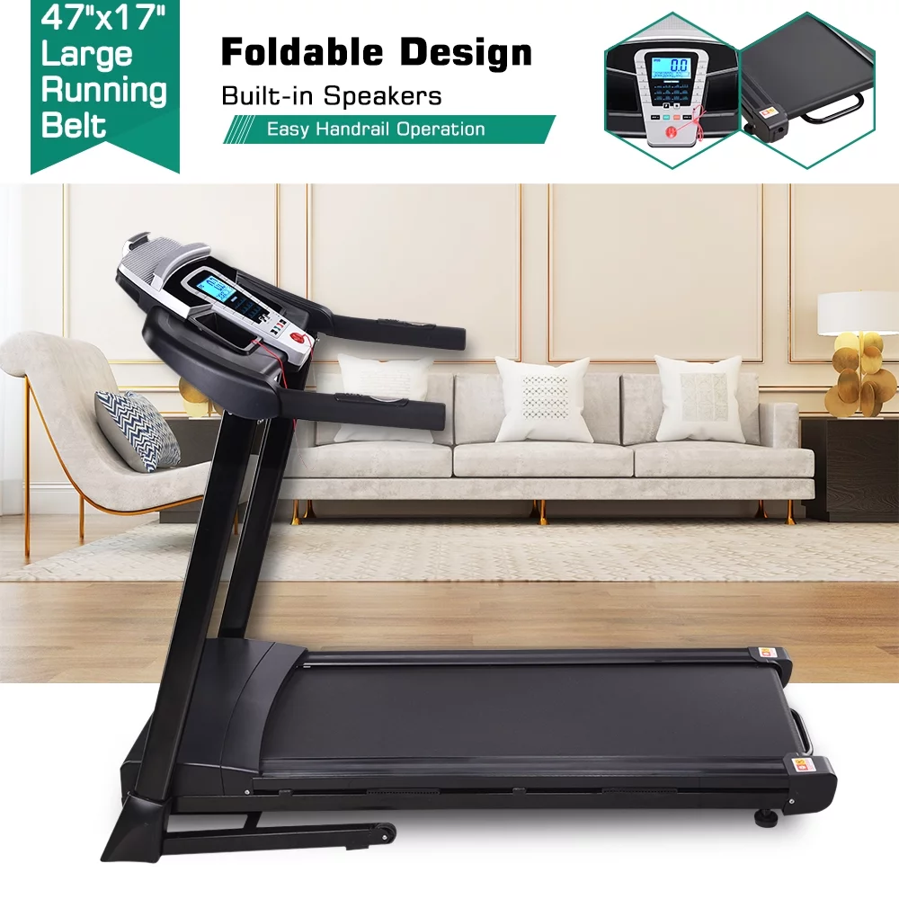 Yescom Folding Treadmill with LCD Display Speaker Running Walking Treadmill for Home Office Exercise