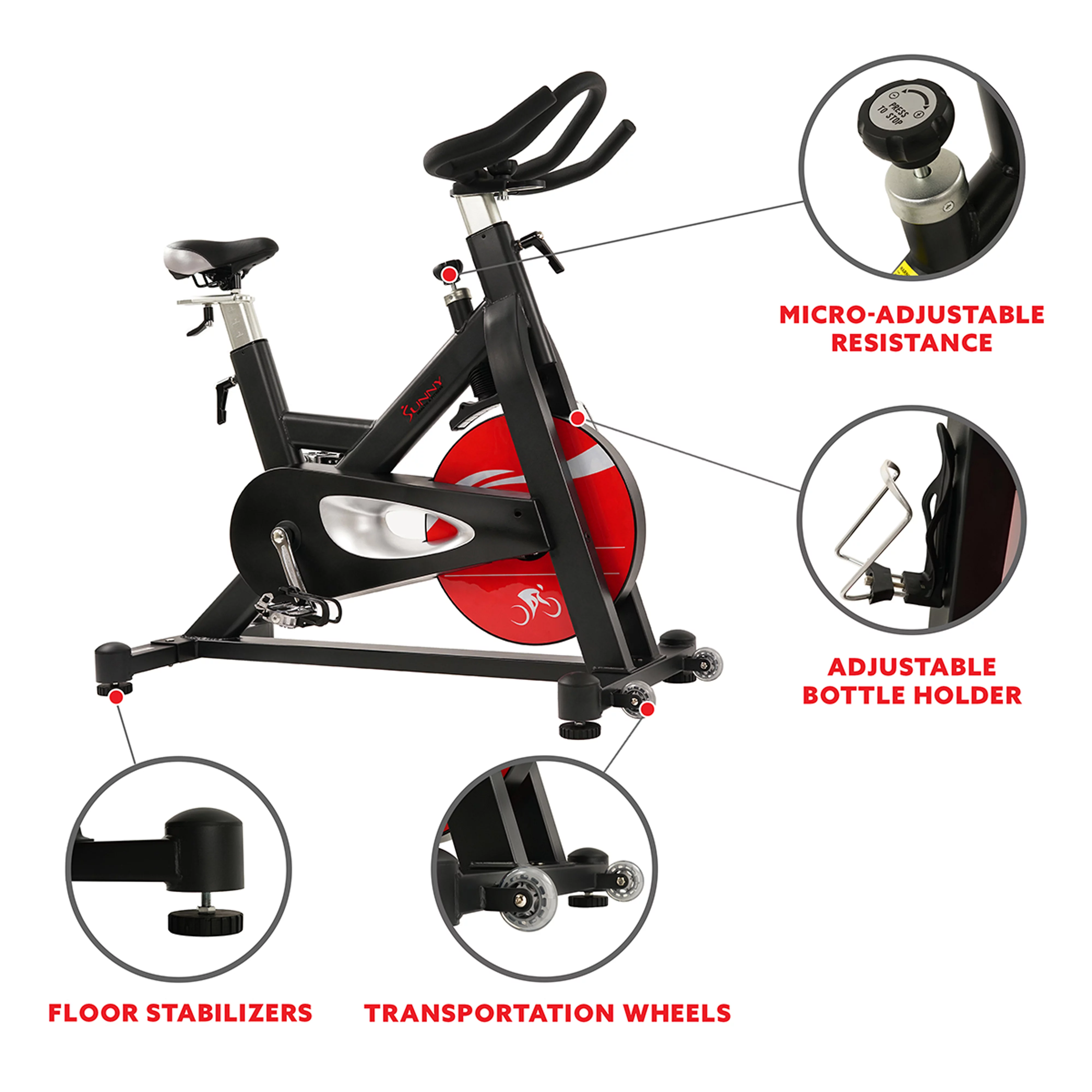 Sunny Health & Fitness Evolution Pro Magnetic Indoor Cycling Exercise Bike, High Weight Capacity, Heavy Flywheel, SF-B1714