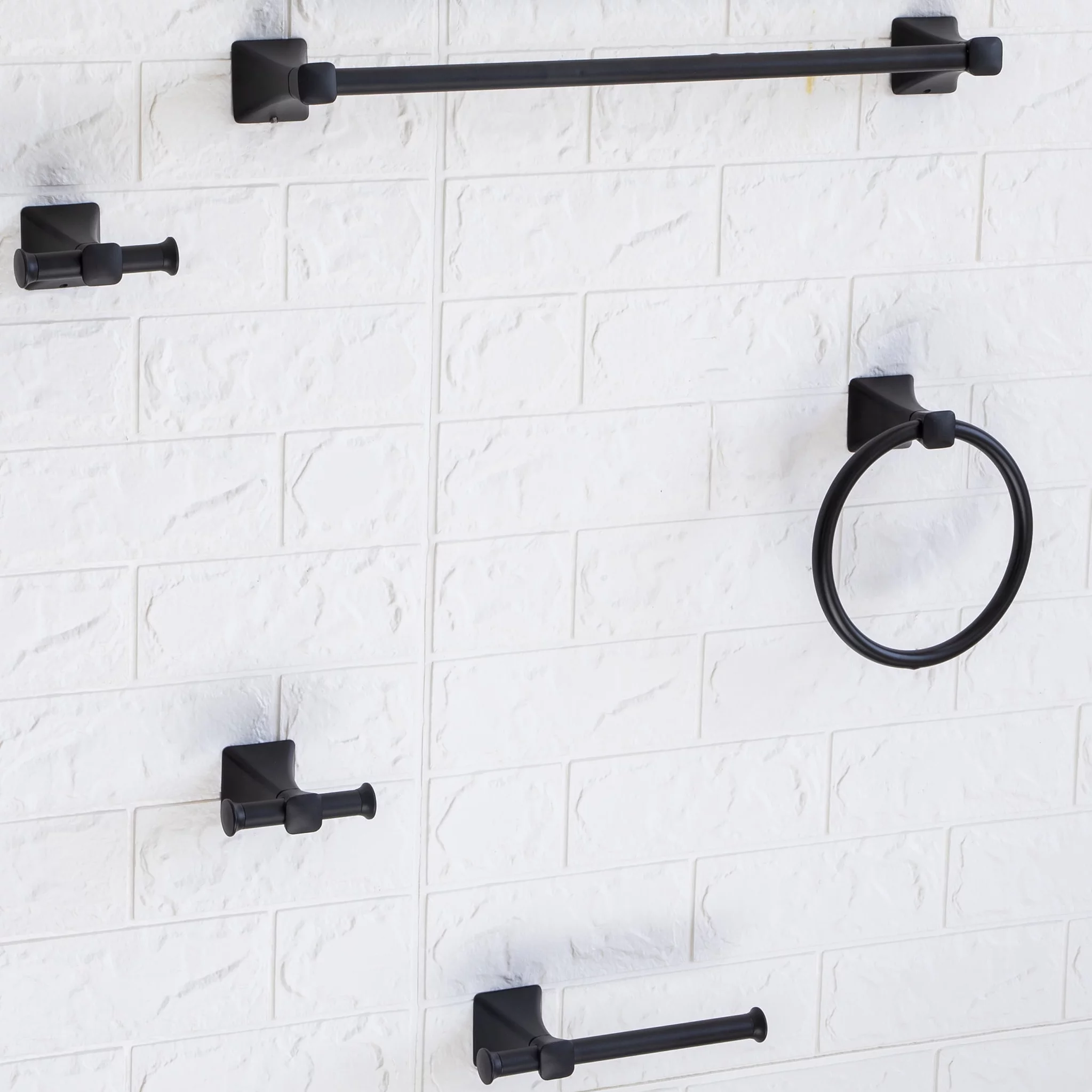 Better Homes & Gardens Steel 5PC Bath Hardware and Towel Holder Set Matte Black