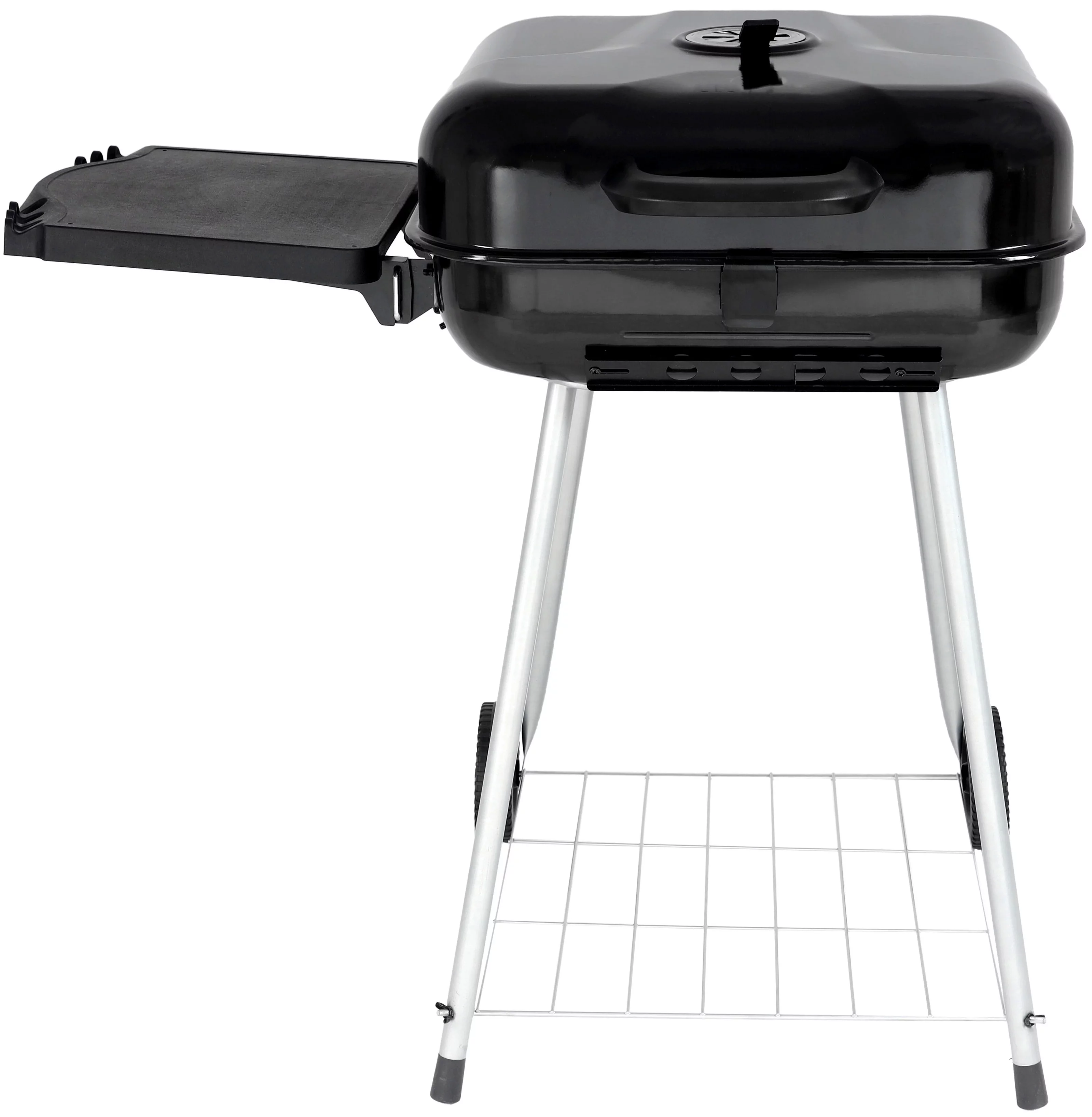 RevoAce 22″ Square Steel Charcoal Grill with Foldable Side Shelf, Black