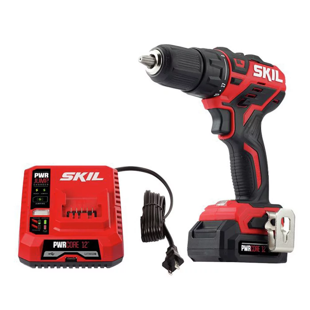 SKIL PWR CORE 12 Brushless 12-Volt 1/2 In. Cordless Drill Driver Kit with 2.0Ah Lithium-Ion Battery and Charger , DL529002