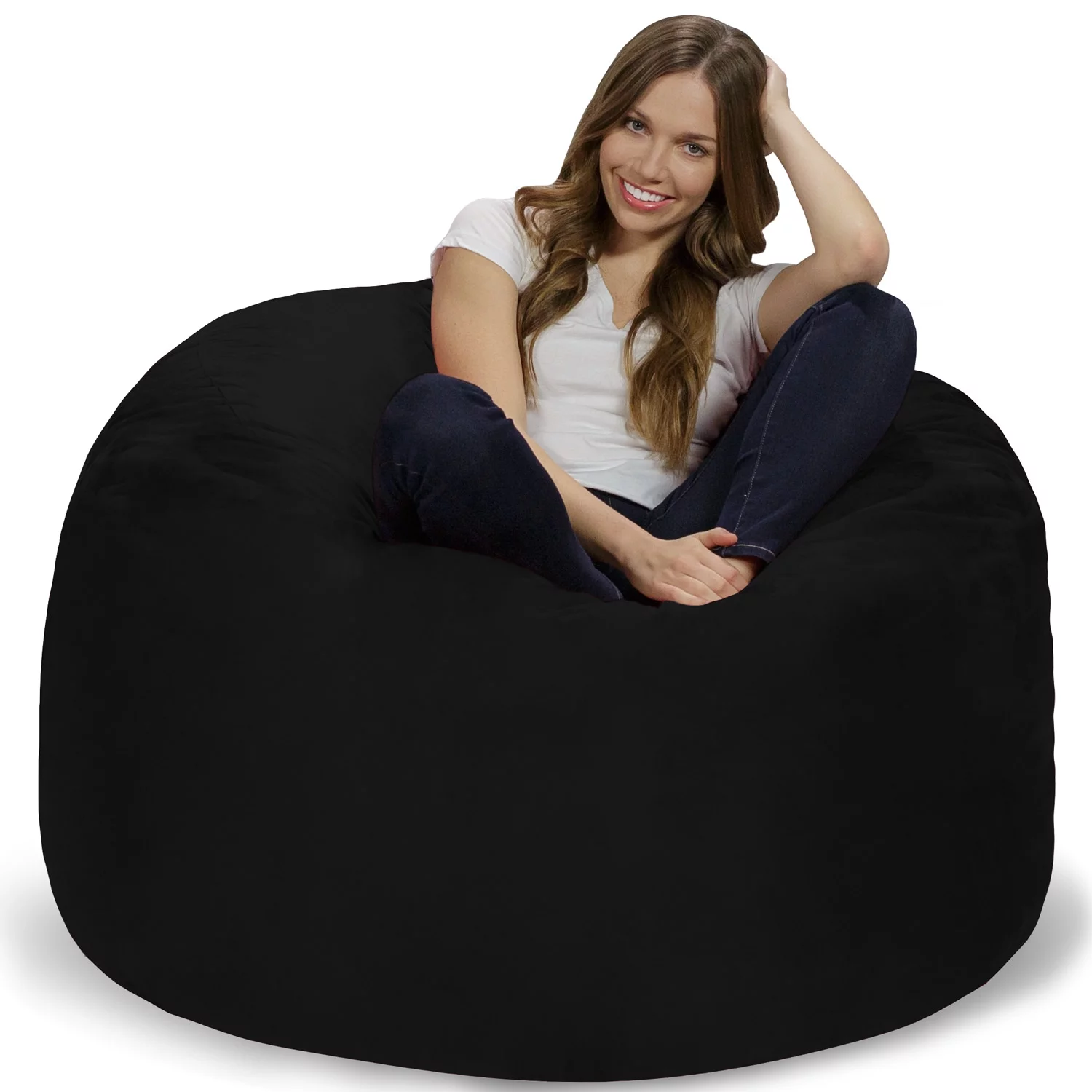 Chill Sack Bean Bag Chair, Memory Foam Lounger with Microsuede Cover, Kids, Adults, 4 ft, Charcoal