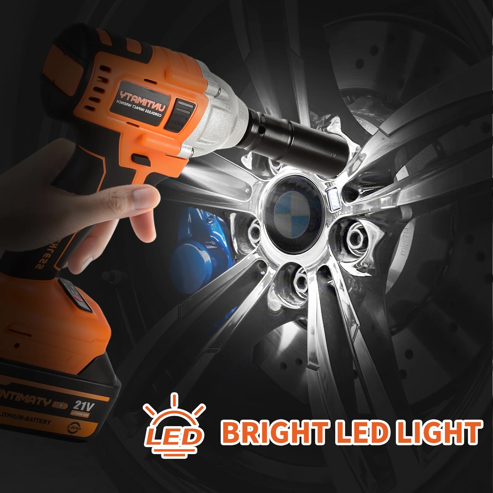 Cordless Impact Wrench, UNTIMATY 1/2 inch  Brushless Impact Gun, Max Torque 350 Ft-lbs??450N.m?? Impact Wrench with 20V Brushless Motor, with 3.0Ah Li-ion Battery & 7 Sockets