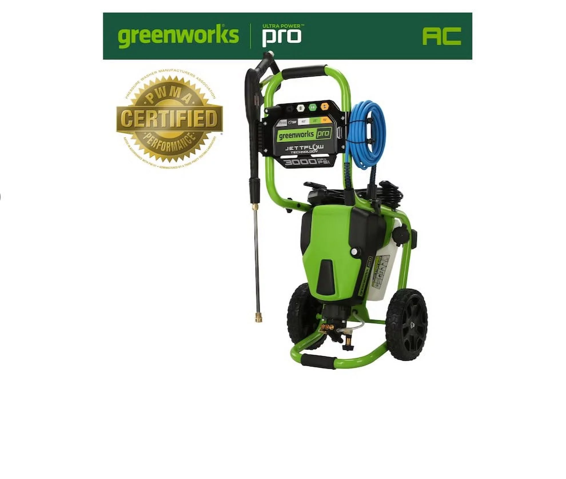 Greenworks Pro 3000 PSI 2-Gallon-GPM Cold Water Electric Pressure Washer New