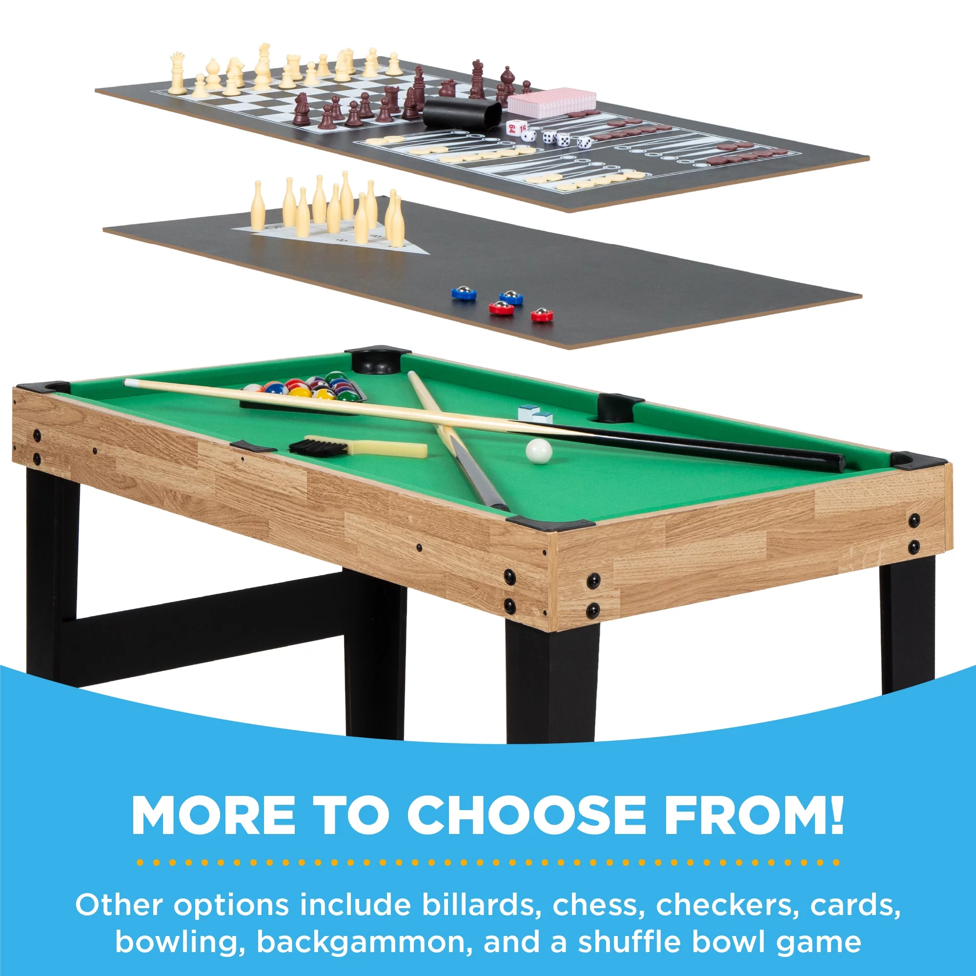 Best Choice Products 2x4ft 10-in-1 Combo Game Table Set w/ Hockey, Foosball, Pool, Shuffleboard, Ping Pong – Natural