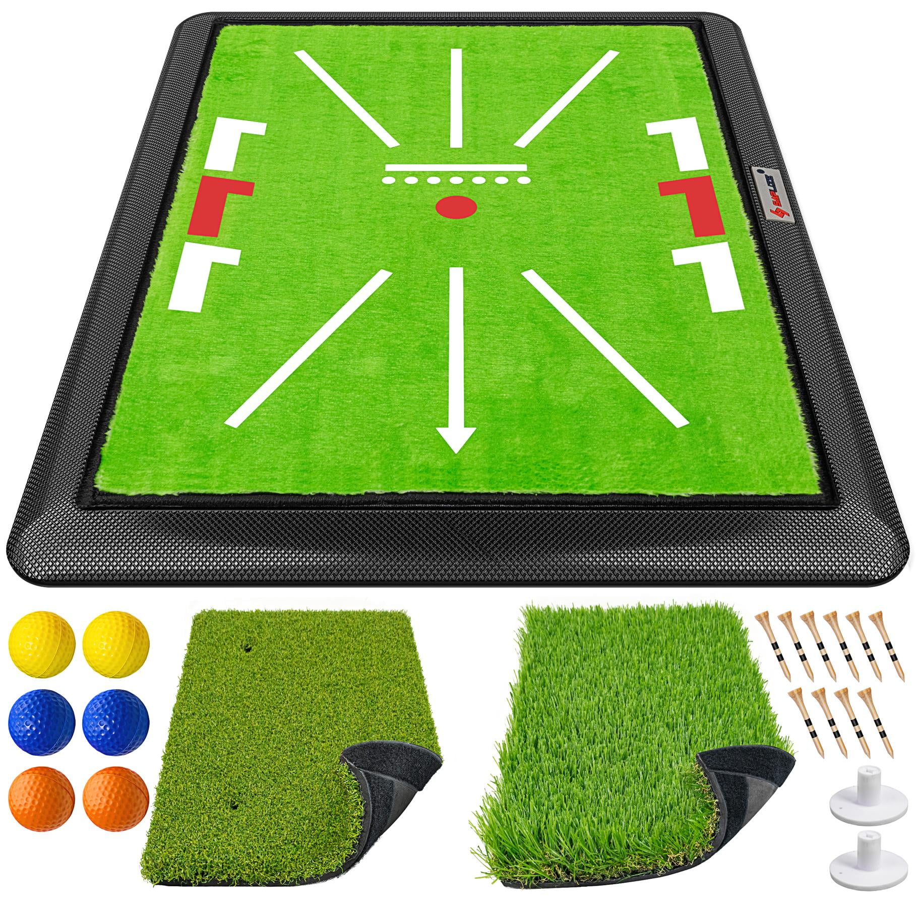 SAPLIZE Foldable Golf Hitting Mat, Portable Golf Practice Grass Mat for Indoor/Outdoor, Anti-Deformation