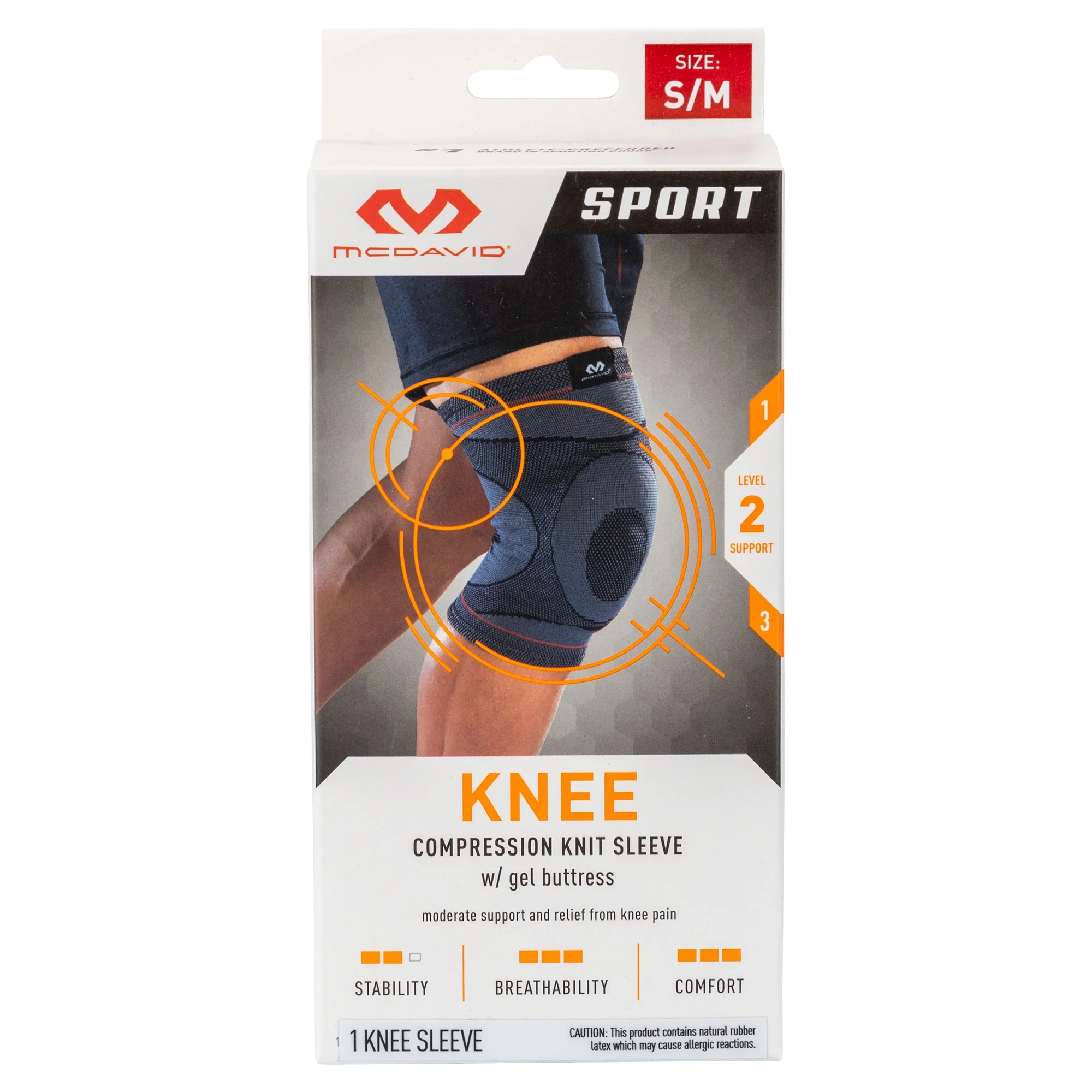 McDavid Sport Knee Compression Knit Sleeve W/ Gel Buttress, Gray, Small/Medium, Fitness Recovery