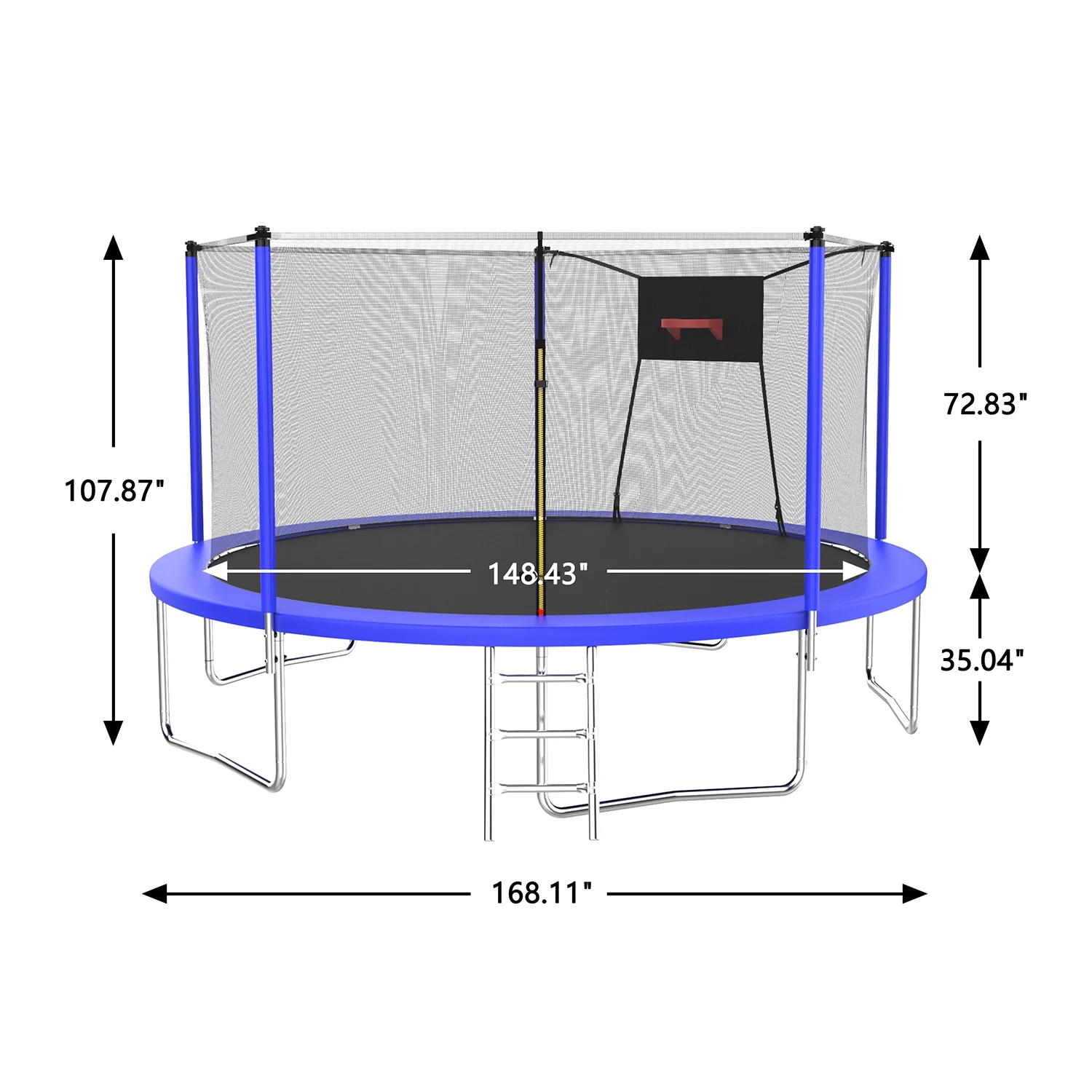 Trampoline with Enclosure on Clearance, SEGMART 14 Feet Kids Outdoor Trampoline with Safety Enclosure Net, Basketball Hoop and Ladder, Heavy Duty Round Trampoline for Indoor Outdoor Backyard, Blue