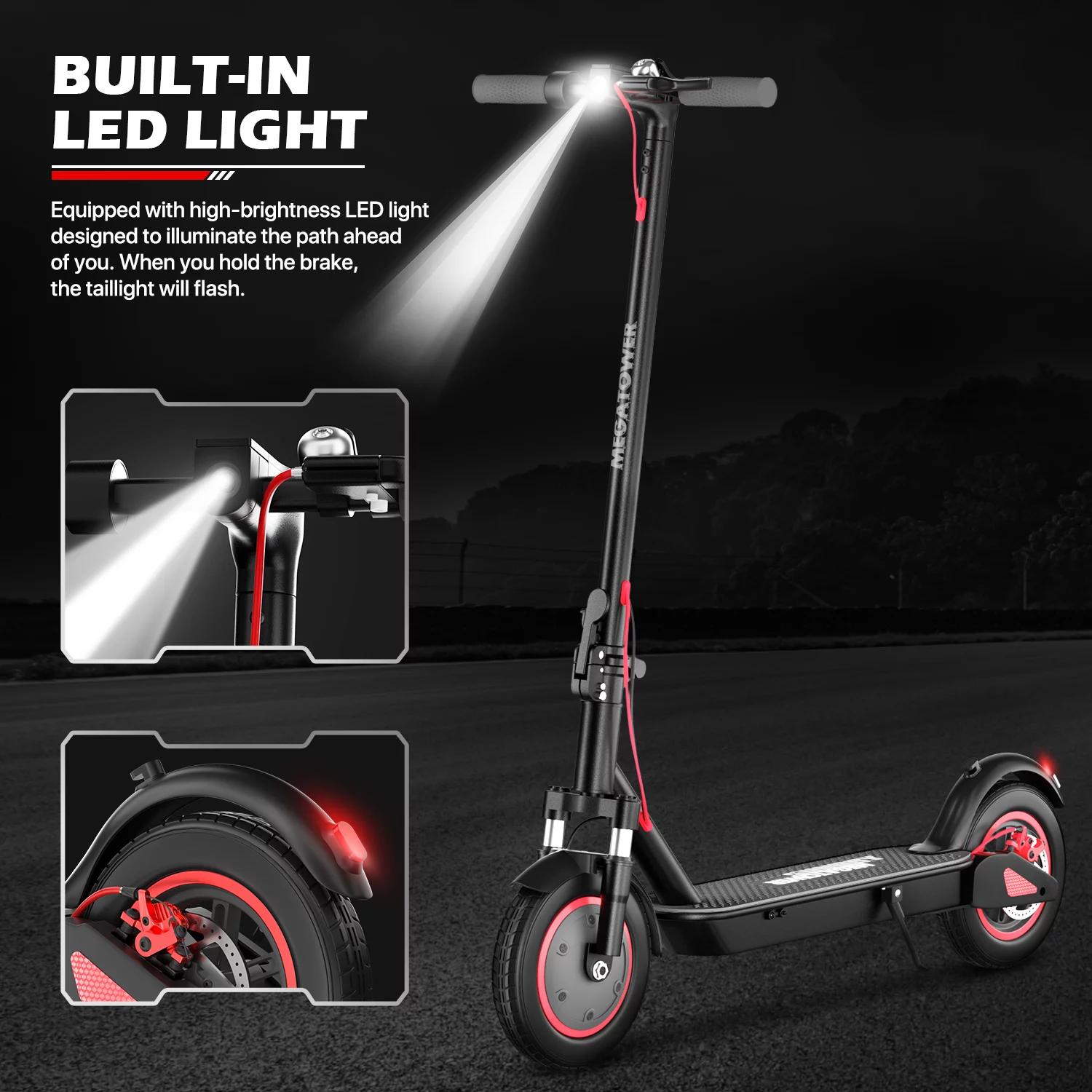 MADOG Electric Scooter with App-Enabled, E-Scooter Adults with 350W Motor, Up to 19 MPH & 22 Miles, Folding Electric Scooter with 10″ Rubber Tires, Max Load 250lbs, Black