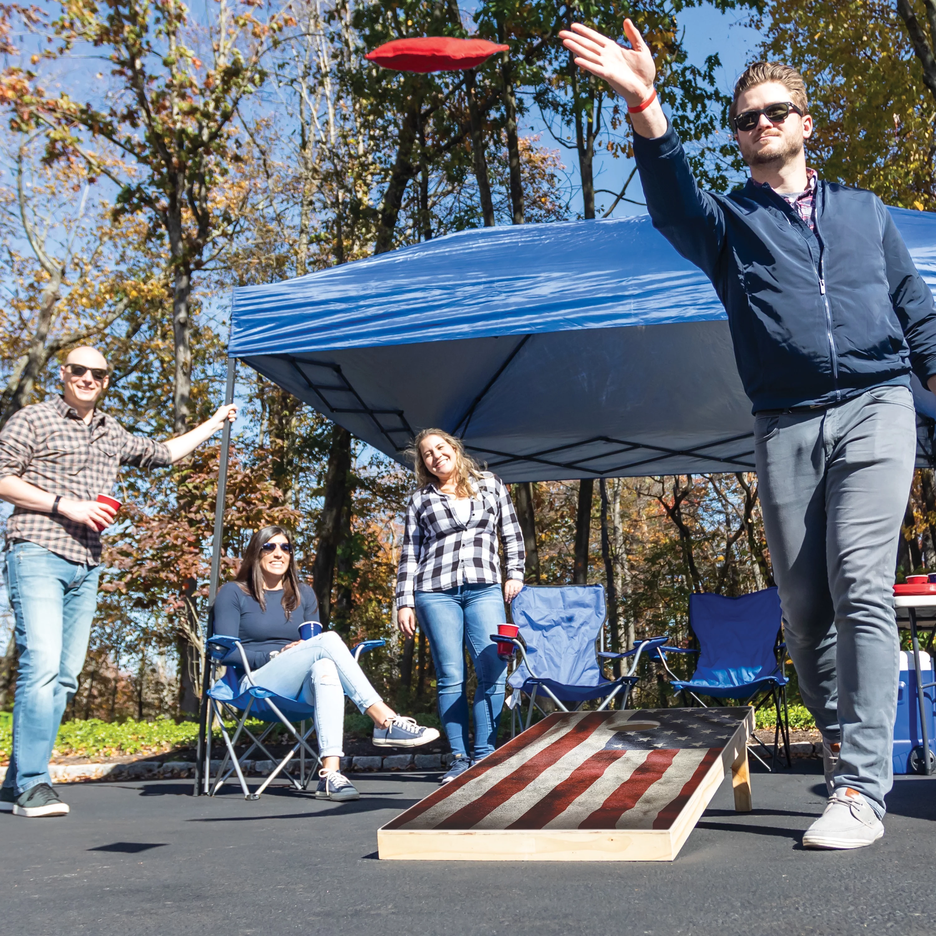 EastPoint Sports 2′ x 4′ American Flag Cornhole Boards – Bean Bag Toss Set with 8 Bean Bags