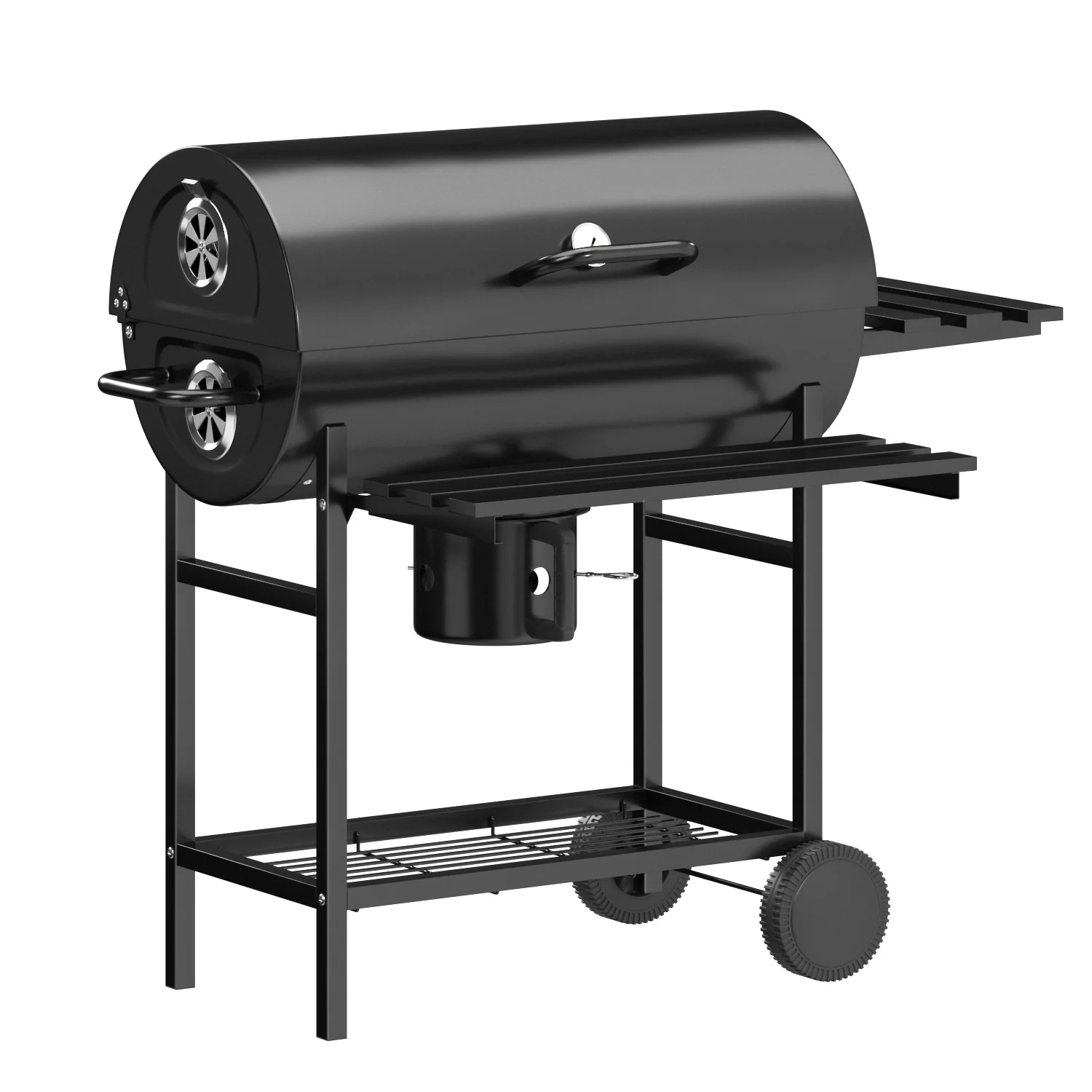 Devoko 29?? Barrel Outdoor Charcoal Grill with Side Shelf and Wheels, Black