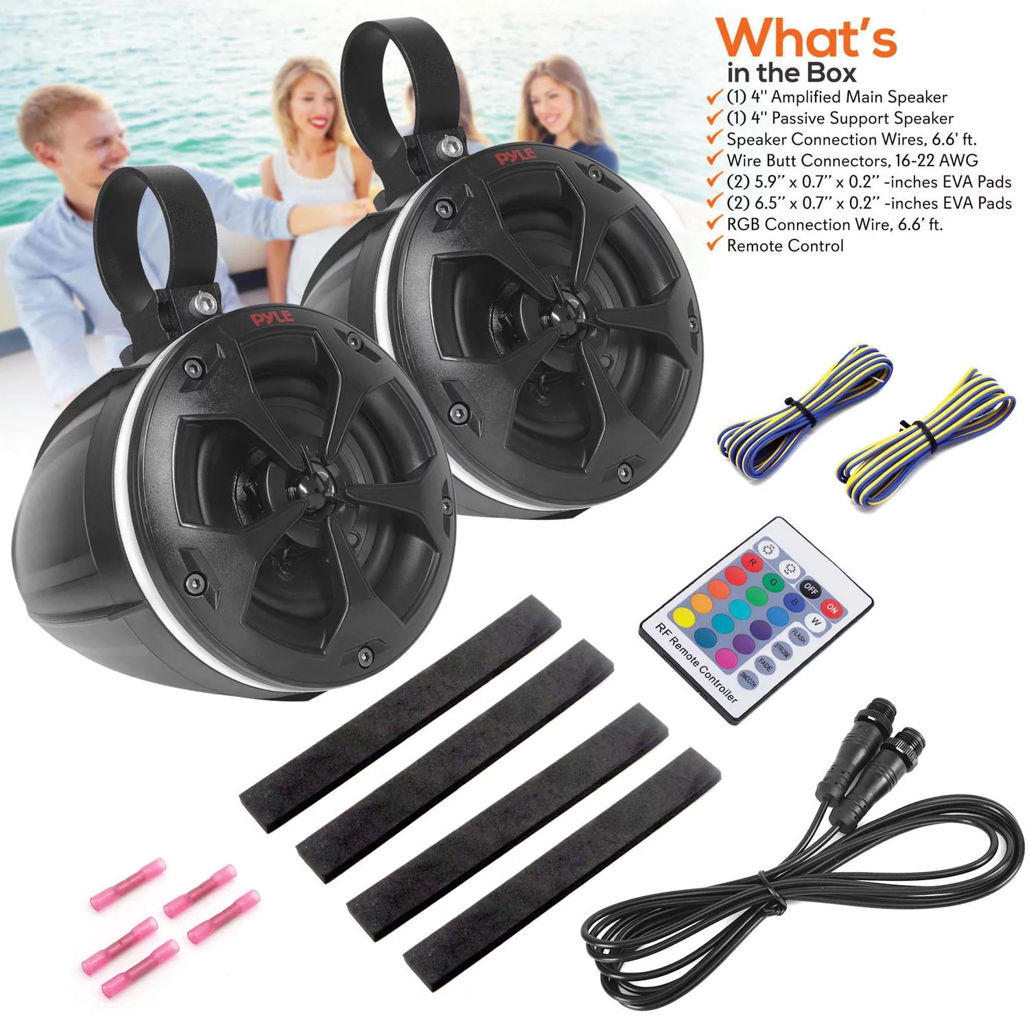 Pyle PLUTV45BTR Waterproof 2 Way 4 Inch 800W Marine Grade Tower Speakers System