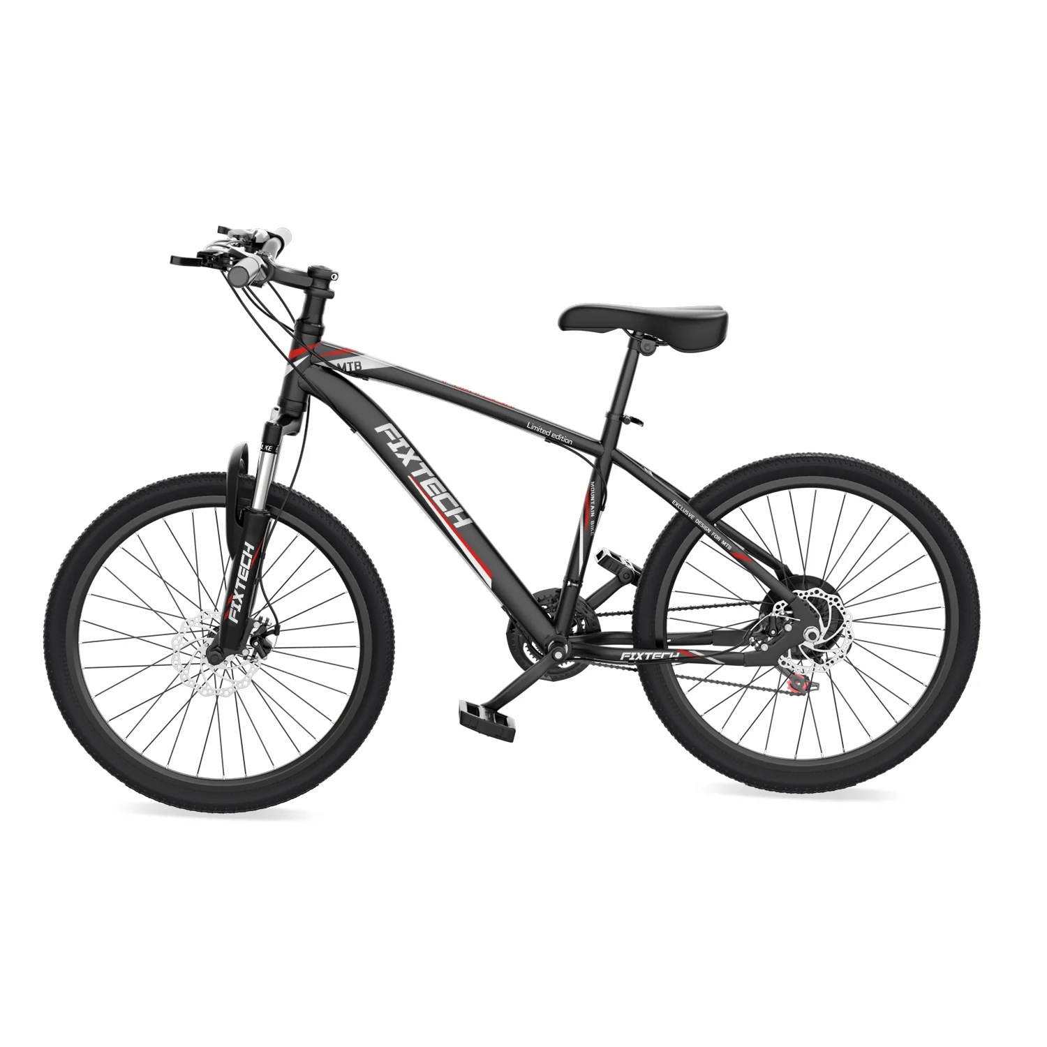 FIXTECH 26 inch Mountain Bike, Shimano 21 Speed Drive, Dual Disc Brake, Front Suspension MTB For Men Women