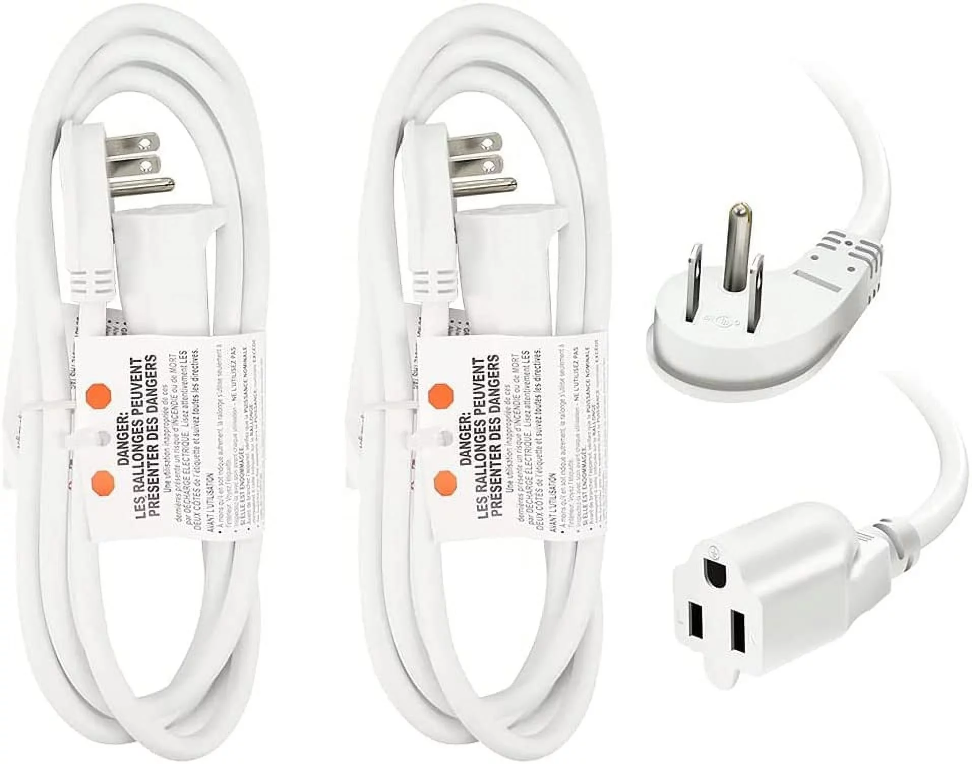 EP 10 Ft 16/3 Flat Plug Indoor Extension Cord, White Low Profile Extension Cable