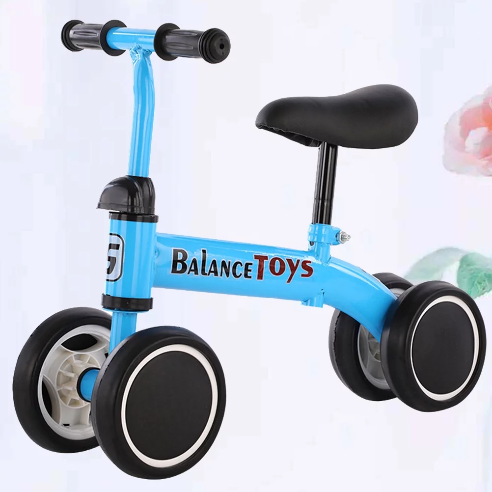 1pc Balance Bike 4 Wheels Balance Walking Studying Balance Car for Toddlers Kids (Blue)