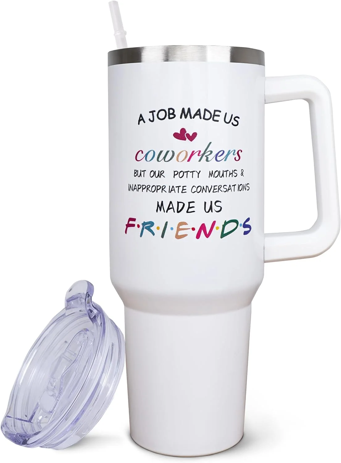 Best Friend Birthday Gifts – Work Bestie Gifts – Best Friend Gift for Women – 40 oz Tumbler with Handle and Straw, Coworker appreciation gifts, Stainless Steel Work Bestie Tumblers