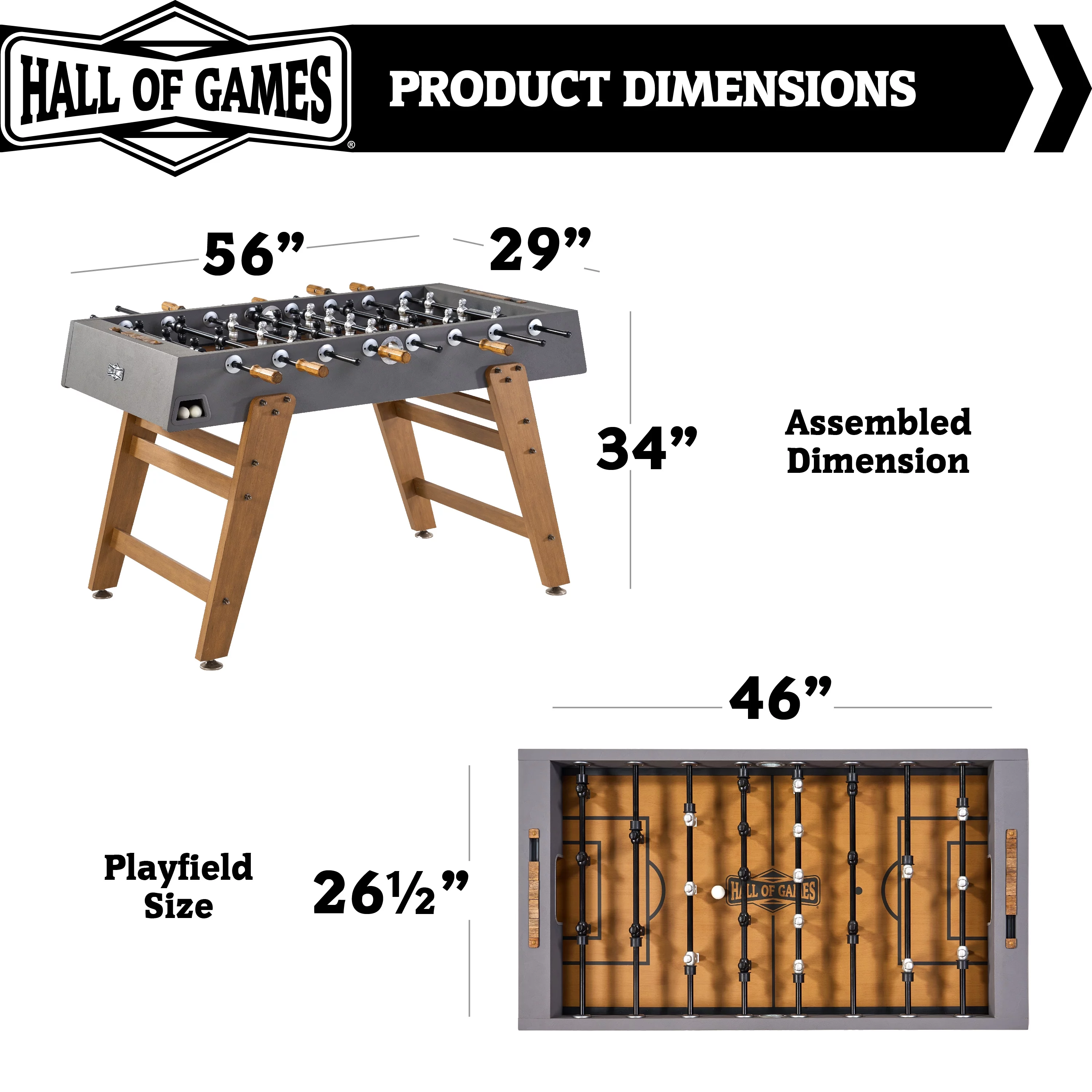 Hall of Games 56?? Kinwood Foosball Gaming Table Competition Size with Accessories