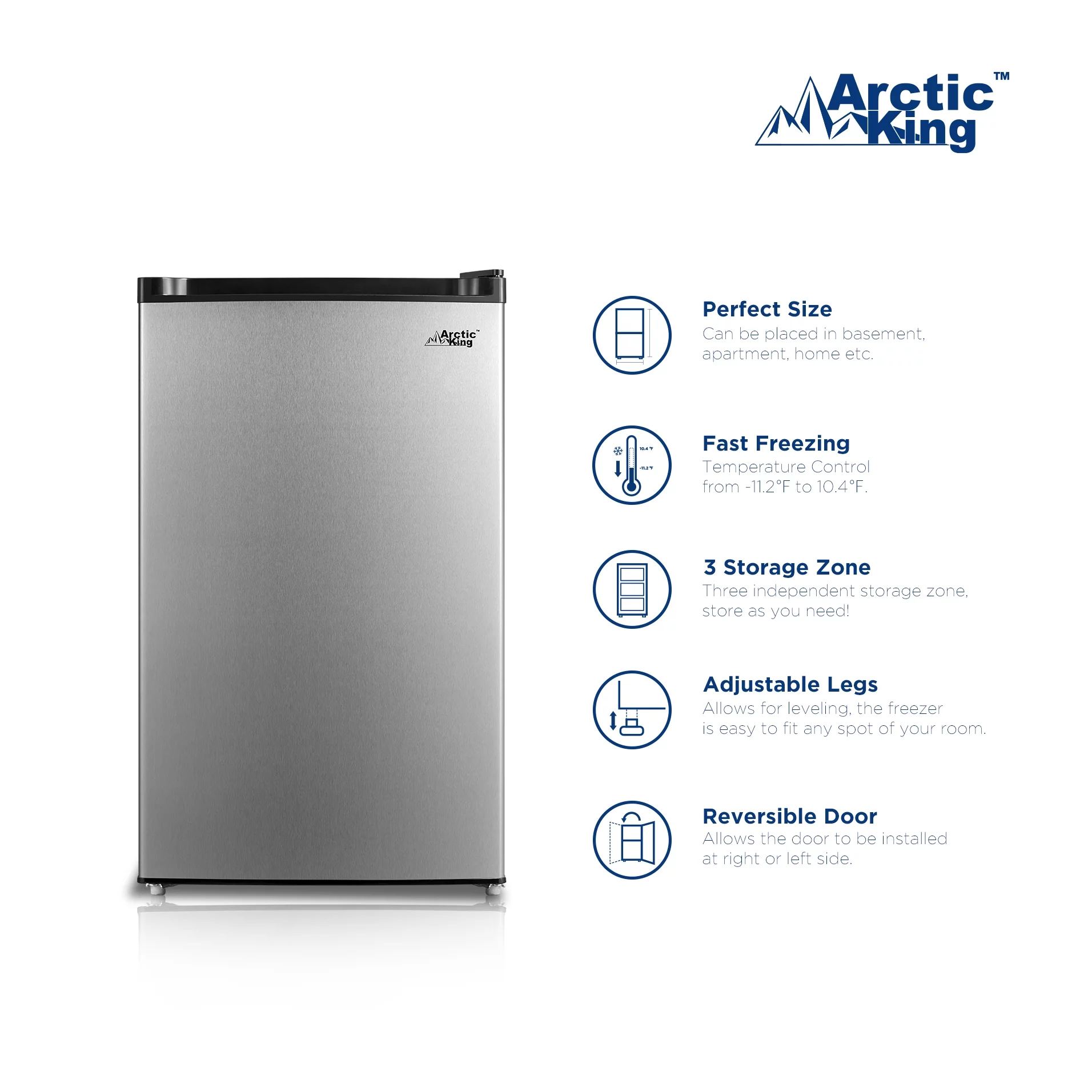 Arctic King 3.0 Cu ft Upright Freezer White, E-Star, ARU030S1ARWW