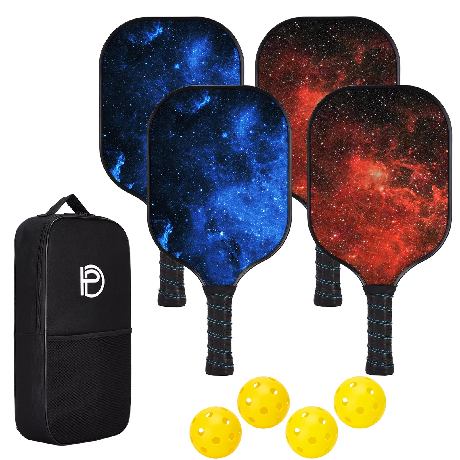 Wossspt USAPA Approved Pickleball Set Wood Pickleball Paddles , 4 Rackets, Paddle Bag, 4 Balls