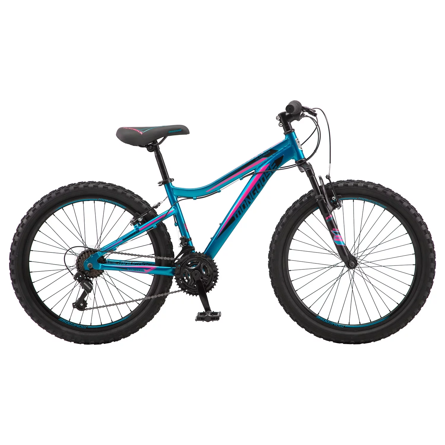 Mongoose 24 in. Mountain Bicycle, 21 Speed, Teal-Gender:Women