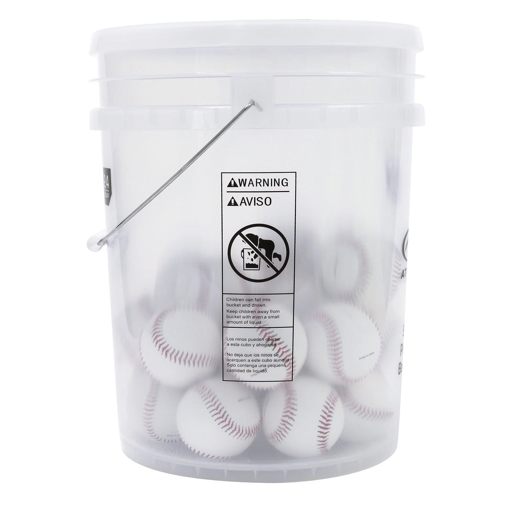 Athletic Works Set of 24 PVC Leather Practice Baseballs in Bucket, White