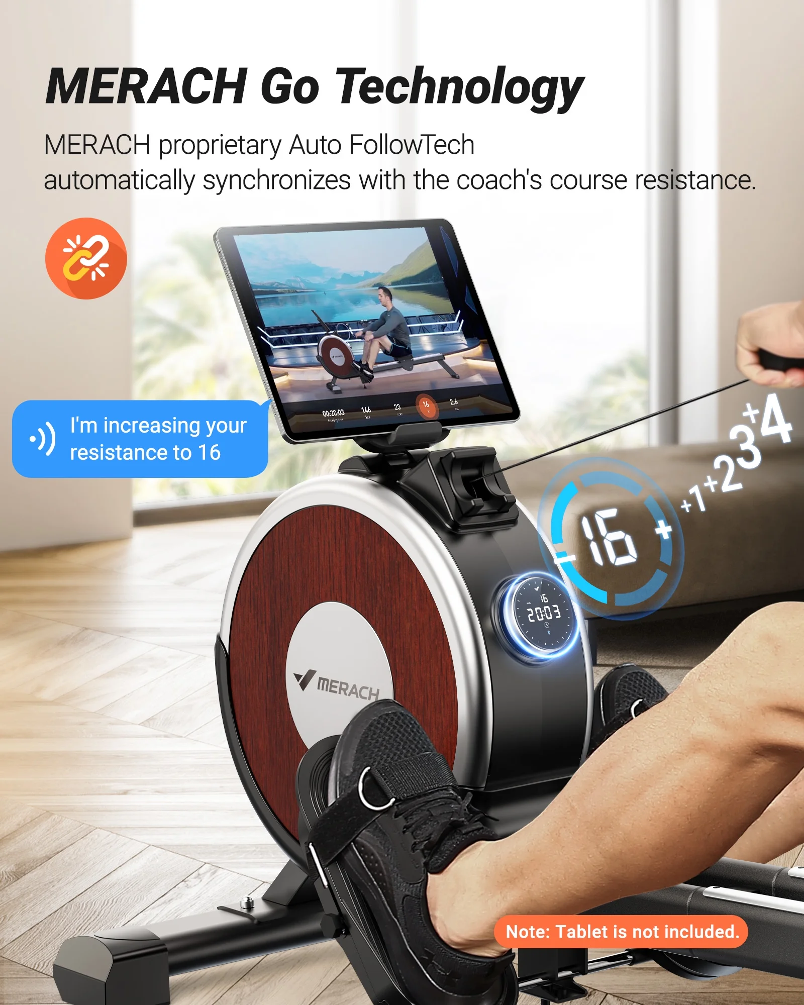 MERACH Rower Machine Bluetooth 16 levels Quiet Magnetic Smart Auto Resistance Rower for Home Use