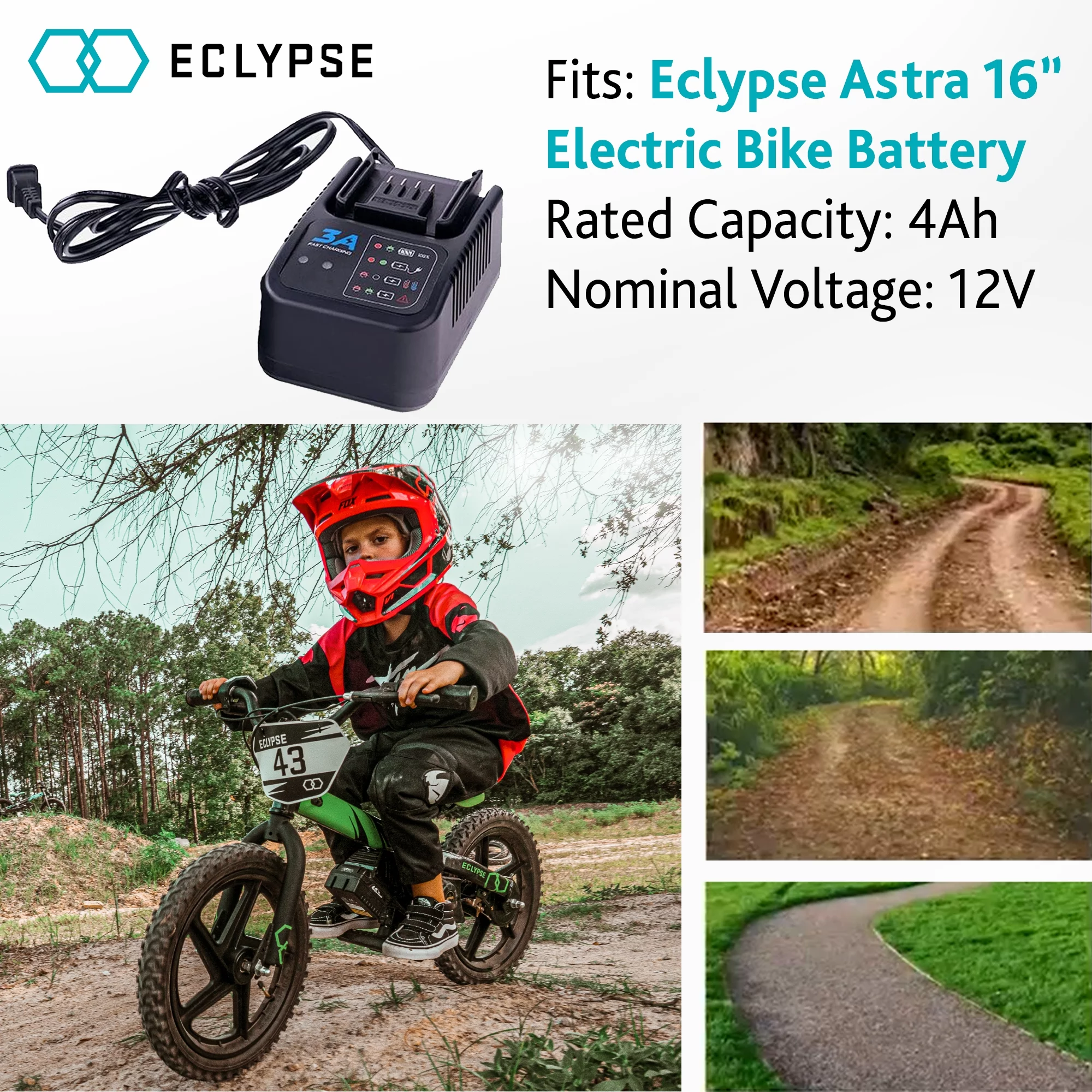 Eclypse Astra Electric Balance Dirt Bike, Lightweight Electric Bike for Kids Ages 4 to 8 Years, Great for Dirt Riding Off Road(Turquoise)