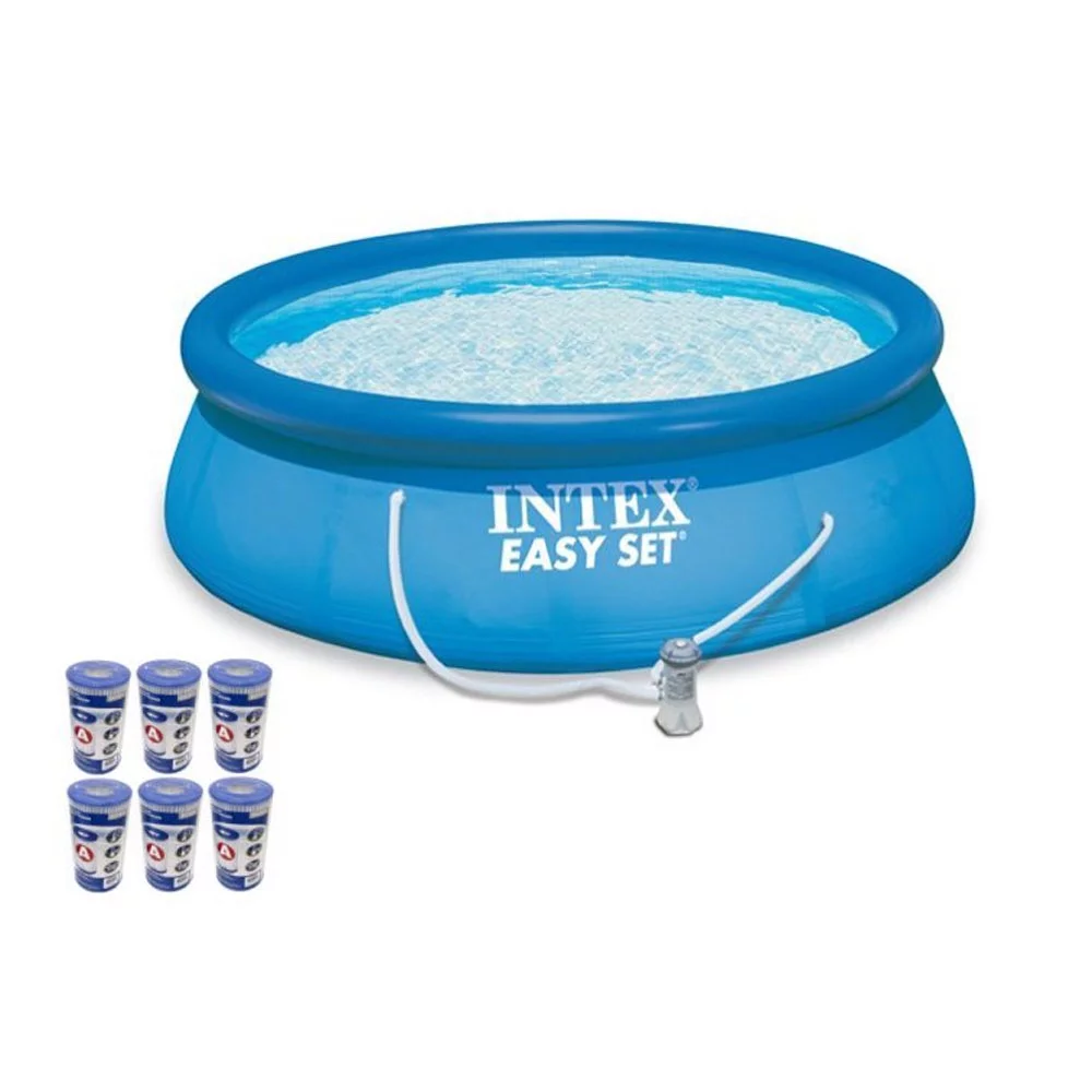 Intex 15′ x 48″ Easy Set Above Ground Swimming Pool Kit w/ 6 Replacement Filters