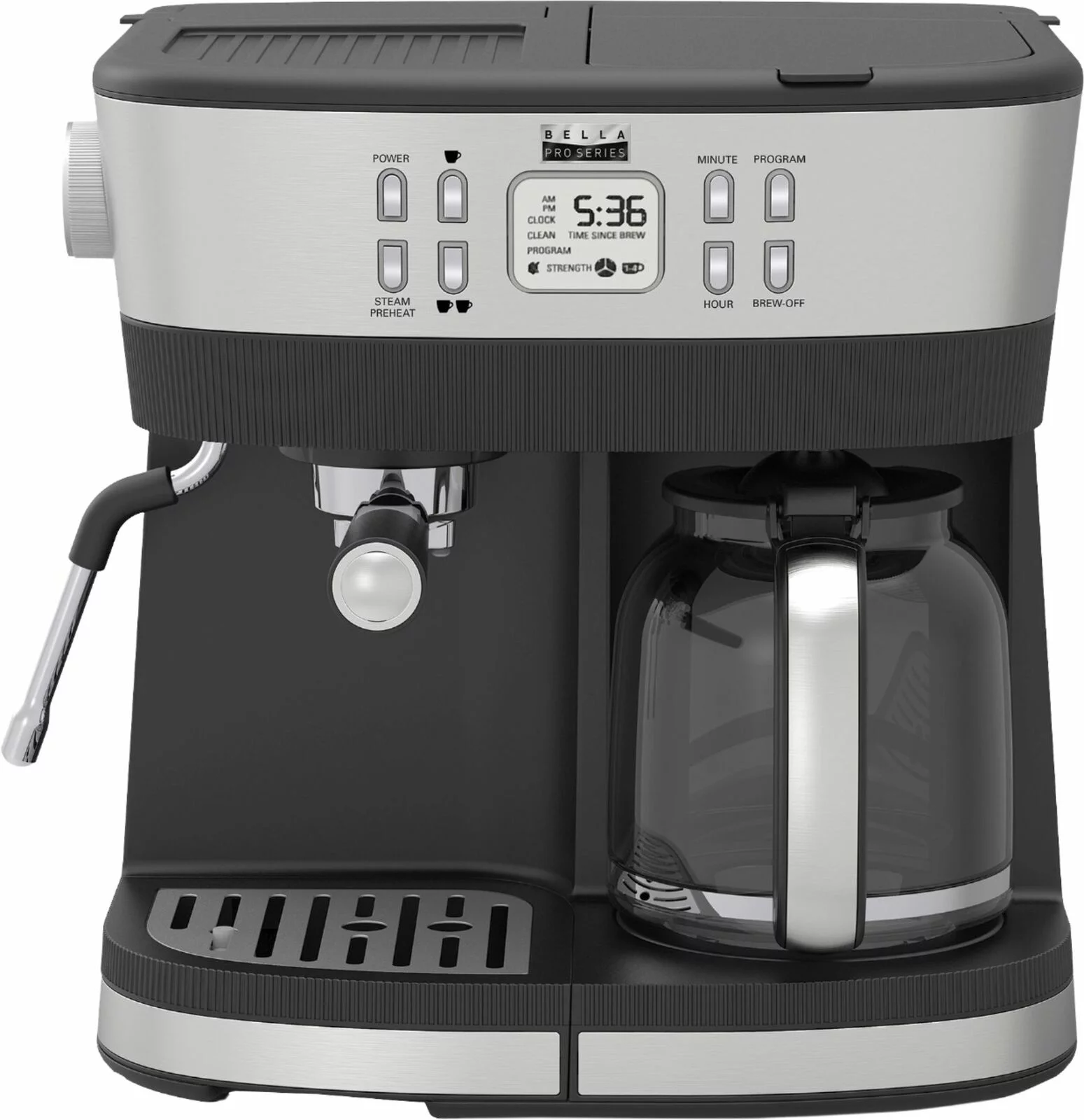 Bella Pro Series – Combo 19-Bar Espresso and 10-Cup Drip Coffee Maker – Stain..