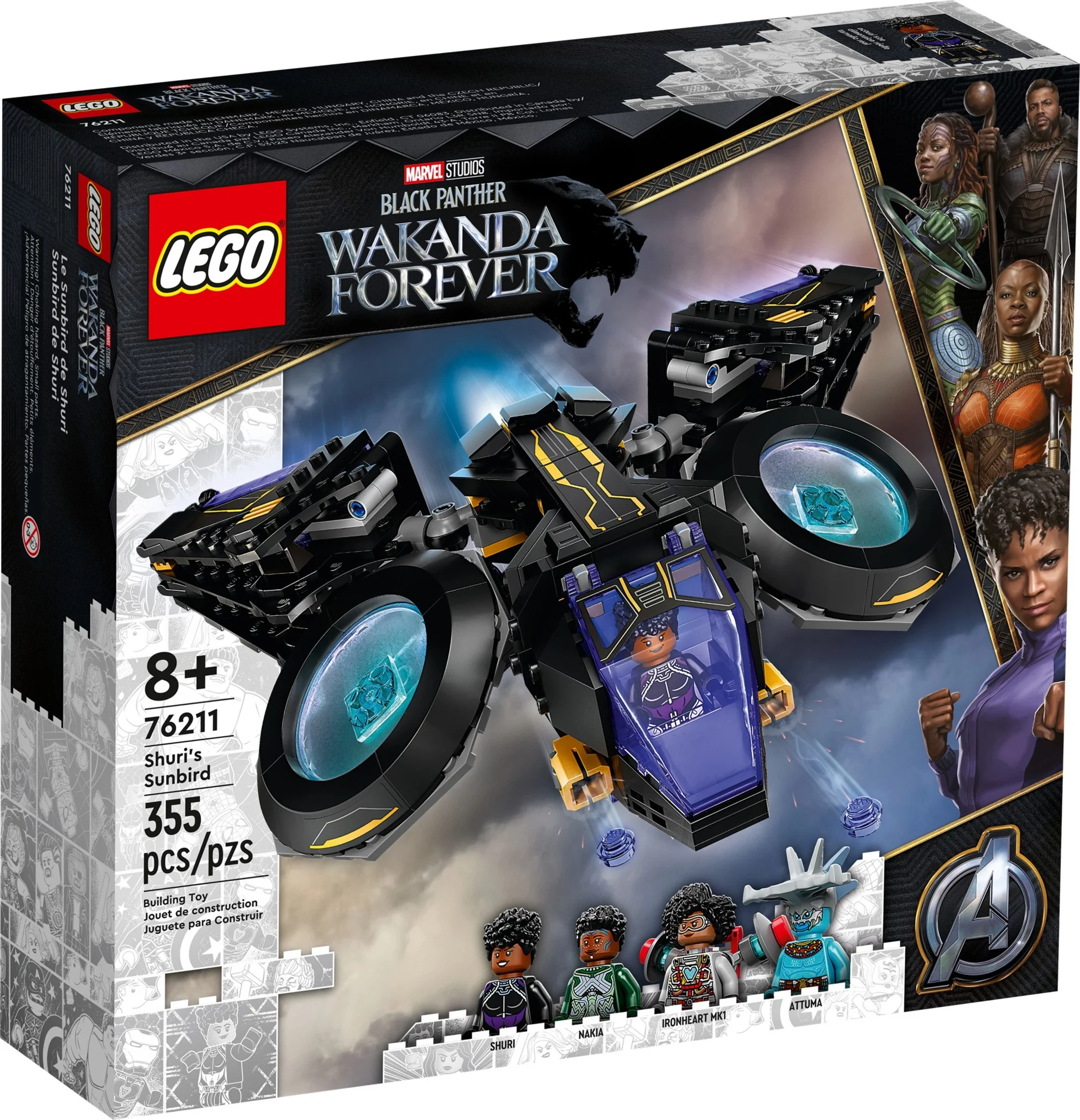 LEGO Marvel Black Panther: Wakanda Forever Shuri’s Sunbird 76211 Building Toy Set (355 Pieces)