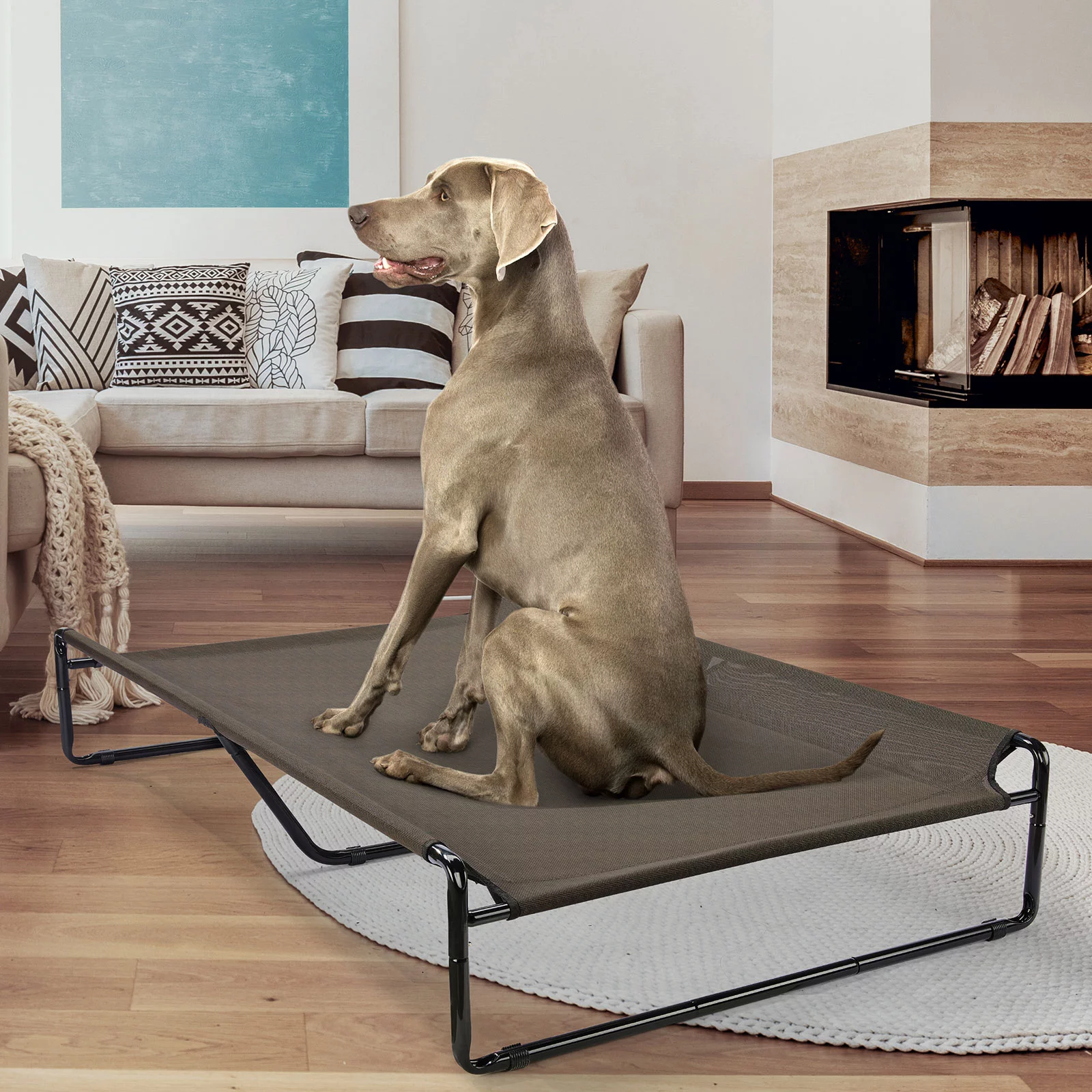 Veehoo Original Cooling Elevated Dog Bed, Raised Dog Cot with Washable Mesh, Large, Black