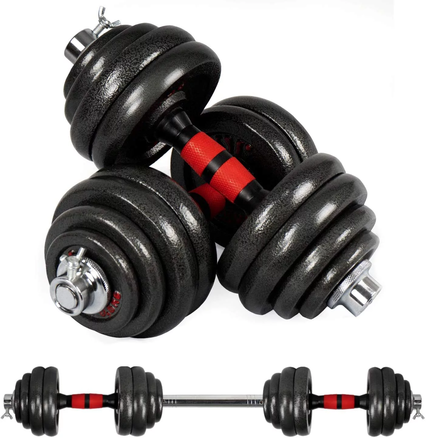 Adjustable Dumbbell Set,10-66 lbs Dumbbells Adjustable Weight for Men Women, Dumbbell Bar Weight Plates for Home Gym Workout Exercise, Barbell Weight Set Strength Training Core Fitness (Pair)