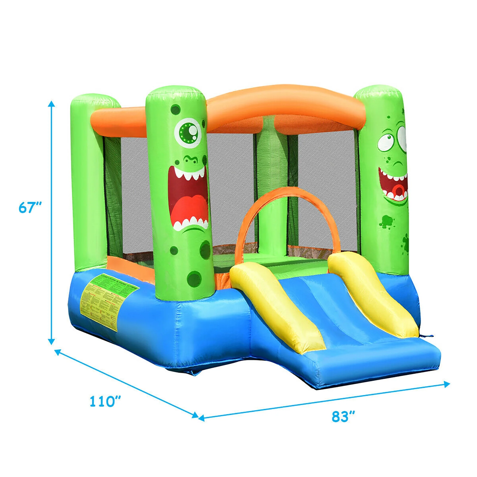 Costway Inflatable Bounce House Jumper Castle Kids Playhouse w/ Basketball Hoop & Slide (Blower NOT Included)