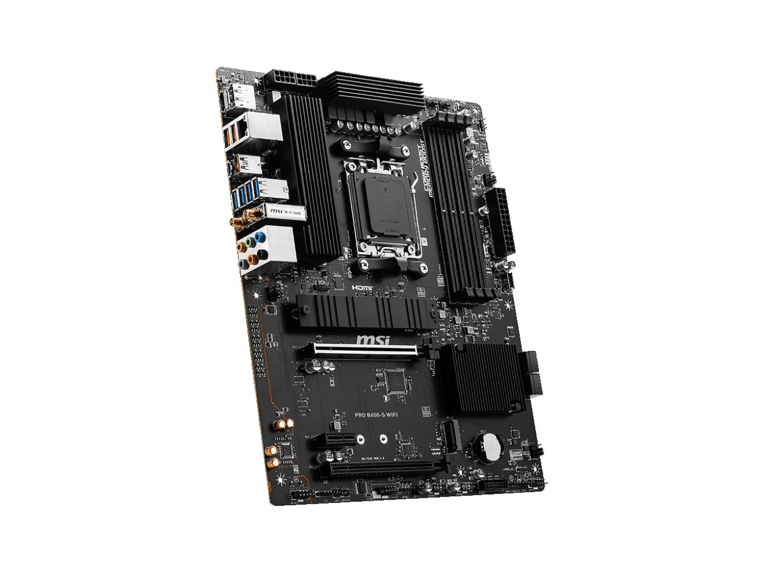 MSI PRO B650-S WIFI AM5 AMD B650 Ryzen 7000 DDR5 PCI-E x16 slot  Wi-Fi 6E Bluetooth SATA 6Gb/s ATX Motherboard