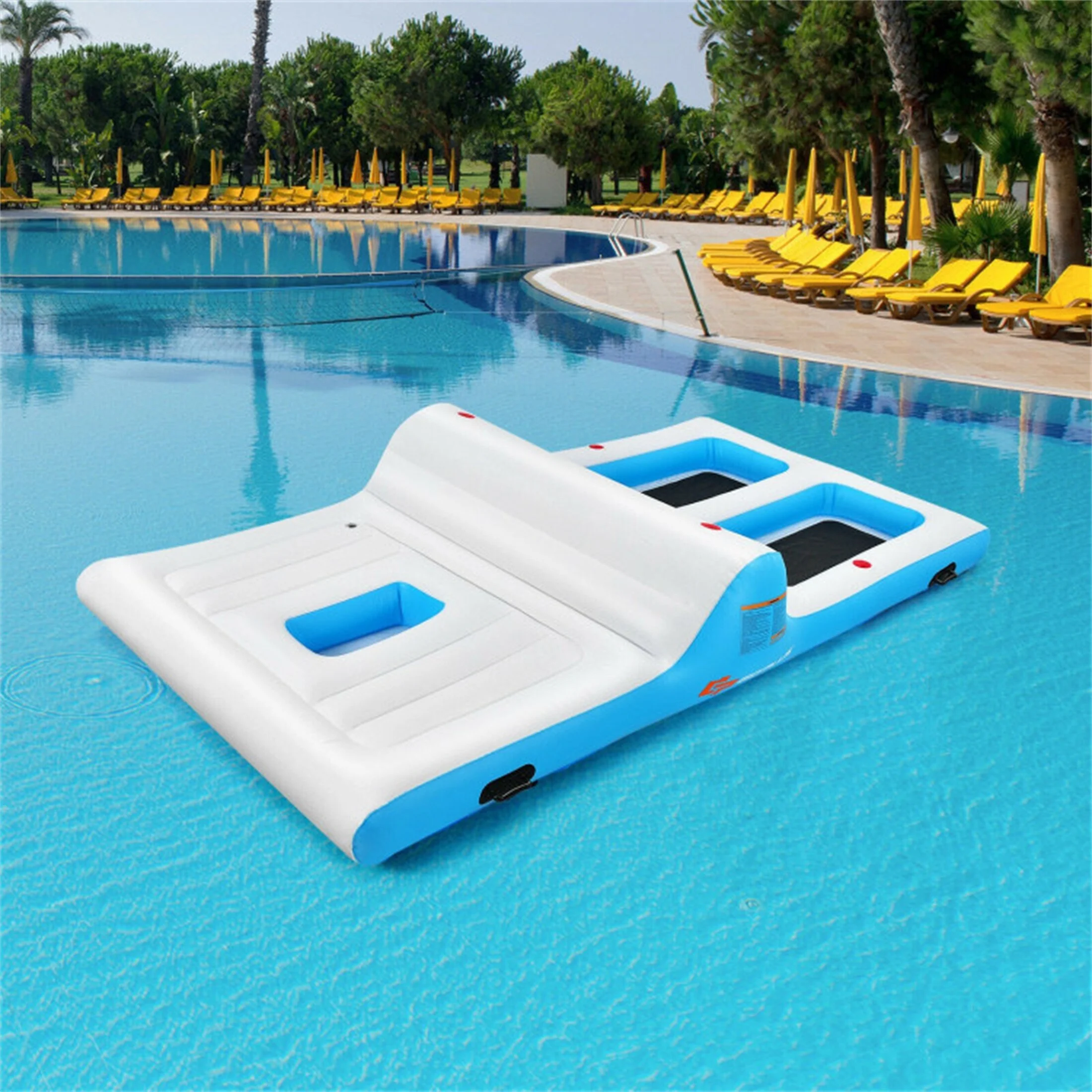 YJTONWIN Floating 4 Person Inflatable Lounge Raft with 130W Electric Air