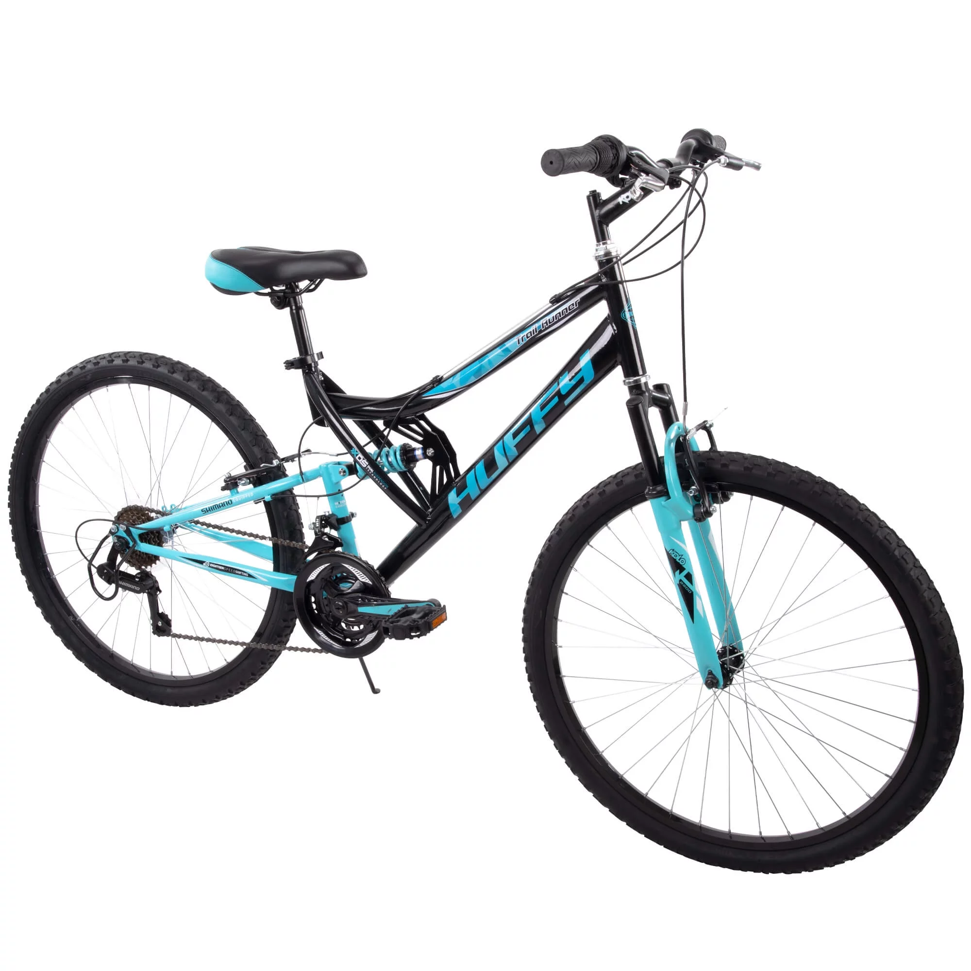 Huffy 26″ Trail Runner Women’s Full Suspension Mountain Bike, Ages 12+ Years,  Black