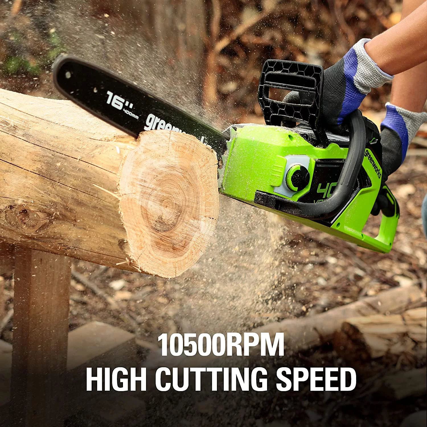 Greenworks 40V 16-inch Brushless Chainsaw with 4 Ah Battery and Charger, 2016802AZ