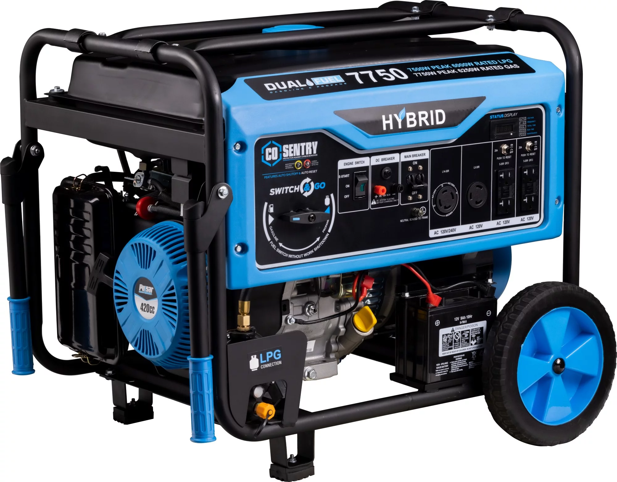 Pulsar 7,750-Watt Dual Fuel Portable Generator with Electric Start and CO Sentry