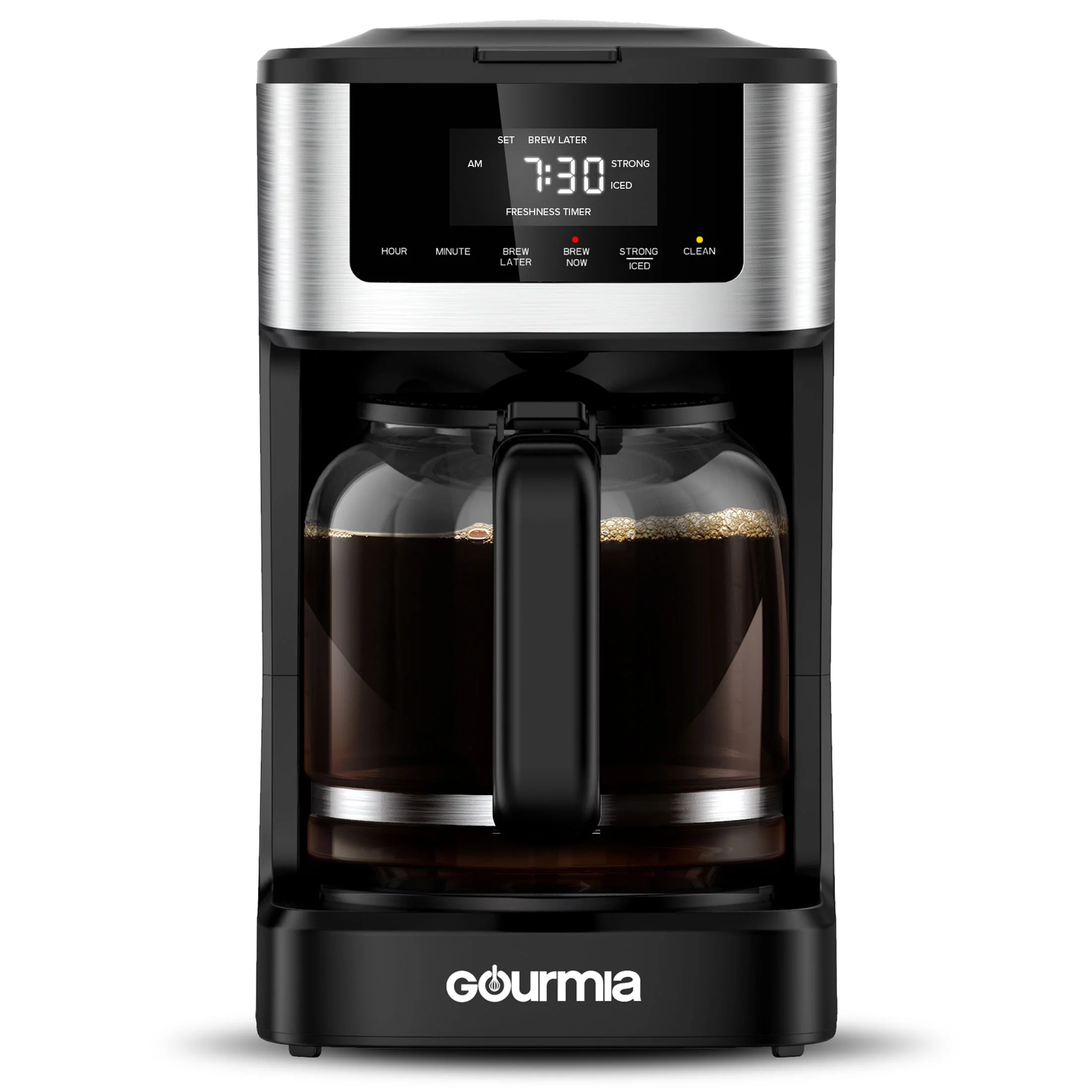 New Gourmia 12 Cup Programmable Hot & Iced Coffeemaker, Stainless Steel