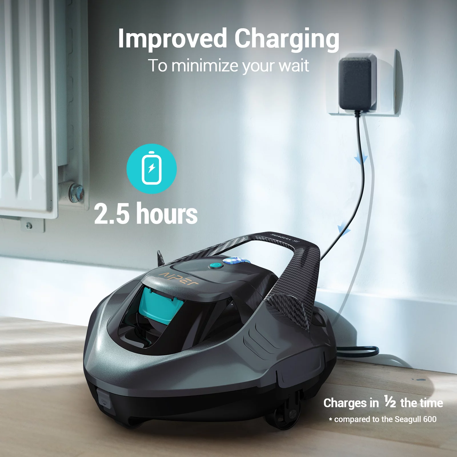 AIPER Cordless Robotic Automatic Pool Cleaner Vacuum with Chemical Dispensers for Inground & Above Ground  Swimming Pools with a Flat Floor