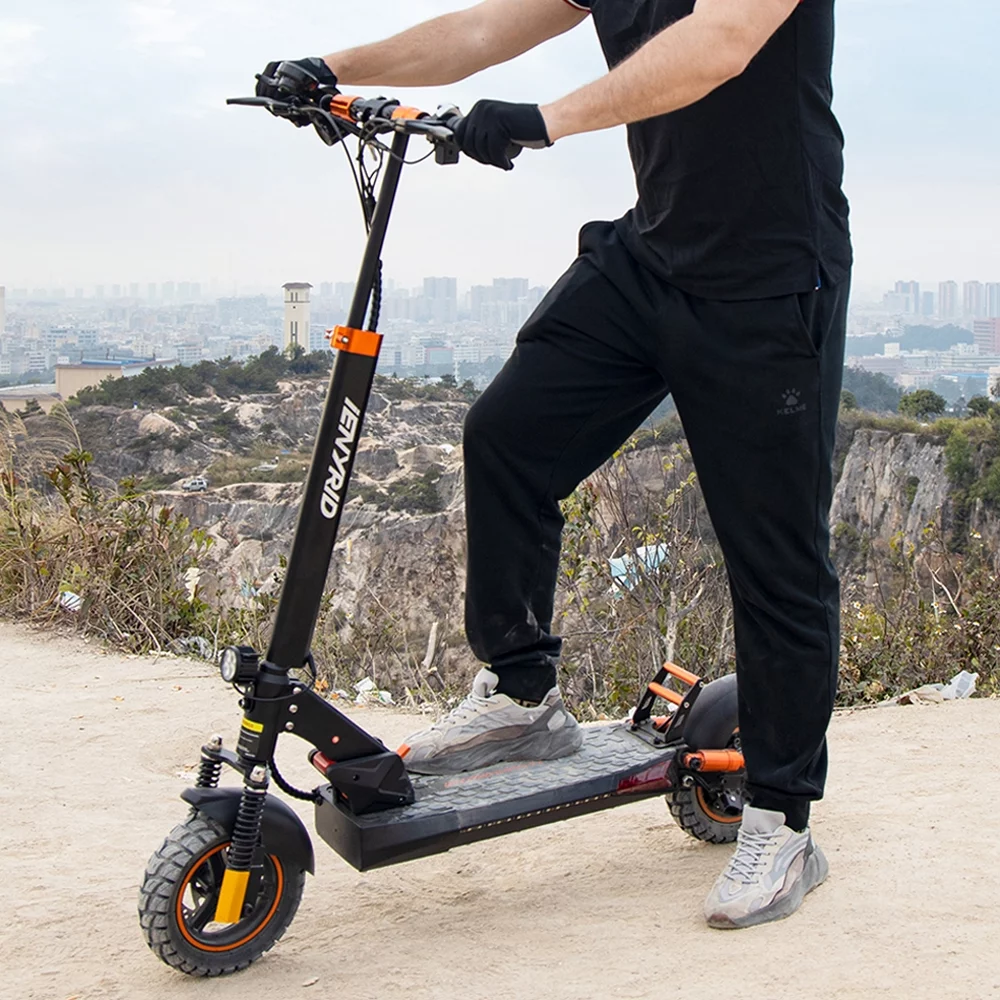 IENYRID Electric Scooter, 10″ Pneumatic Tires, Max 32 Mile Range and 30Mph Power by 800W Motor, Foldable Escooter for Adult