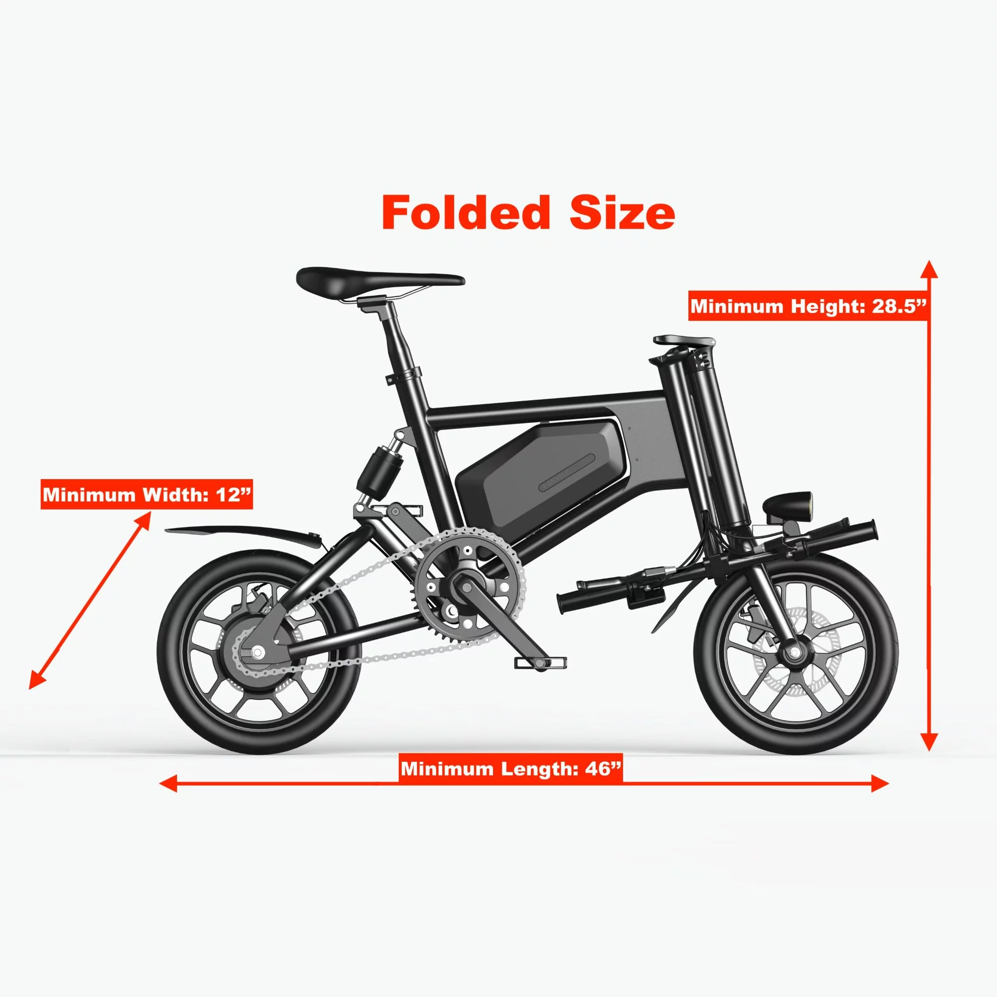 GlareWheel EB-X5 Foldable Electric Bike – Black