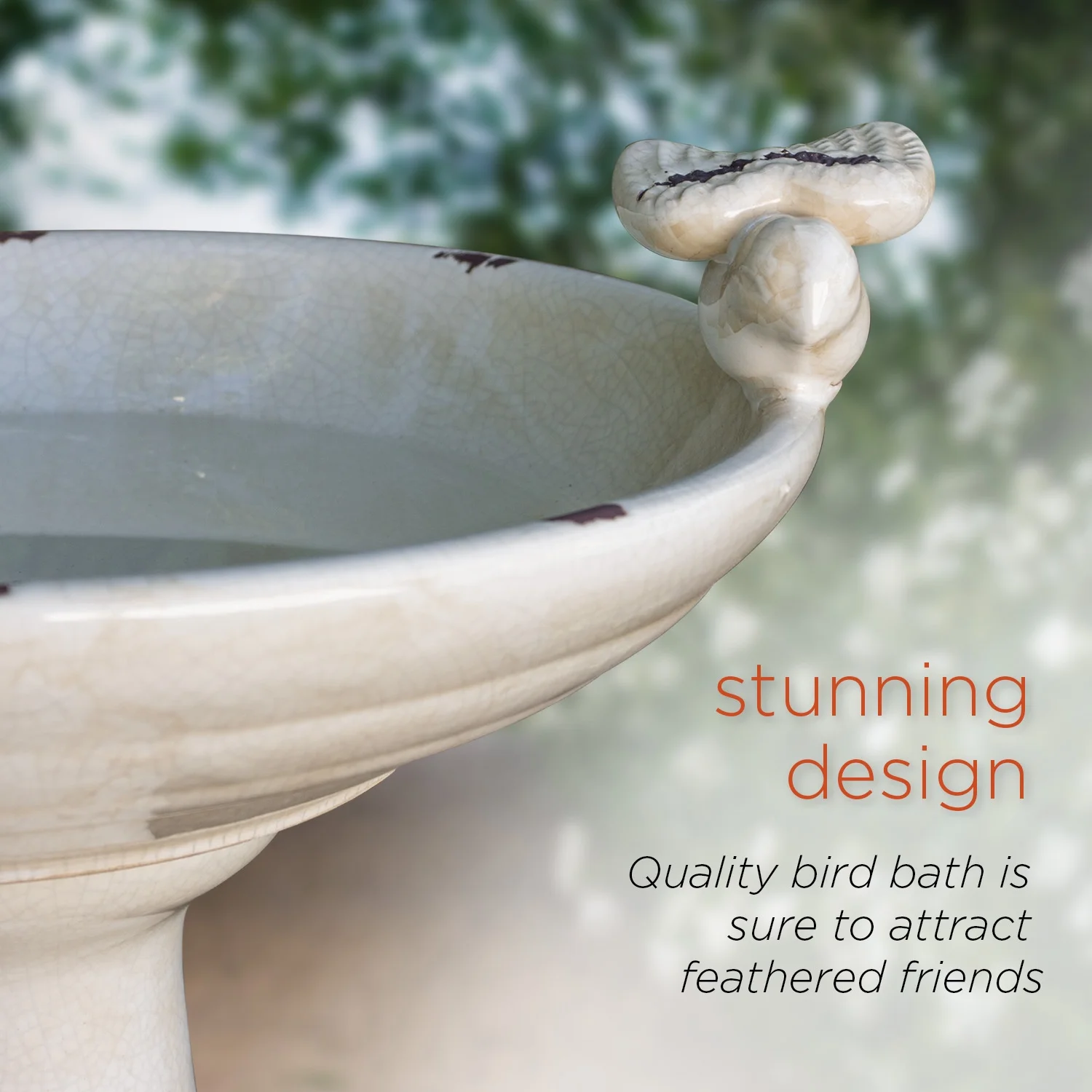 Alpine Corporation Ceramic Pedestal Birdbath with 2 Bird Figurines, Deep Red